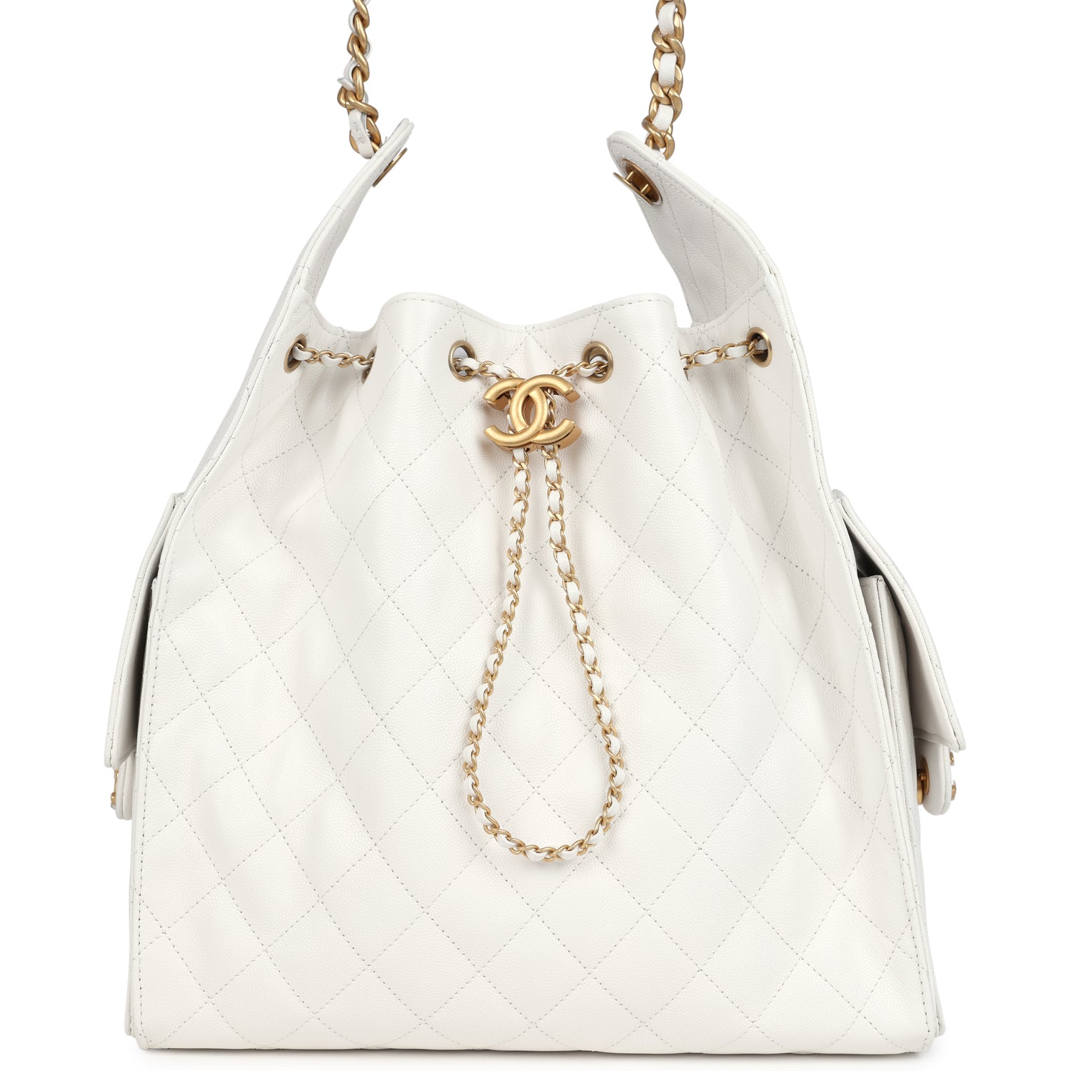 Chanel Medium 25 Hobo Bag White Caviar Leather with Antique Gold Hardware - Luxury Shoulder Bag for Women, Perfect for Work, Travel & Evening Events