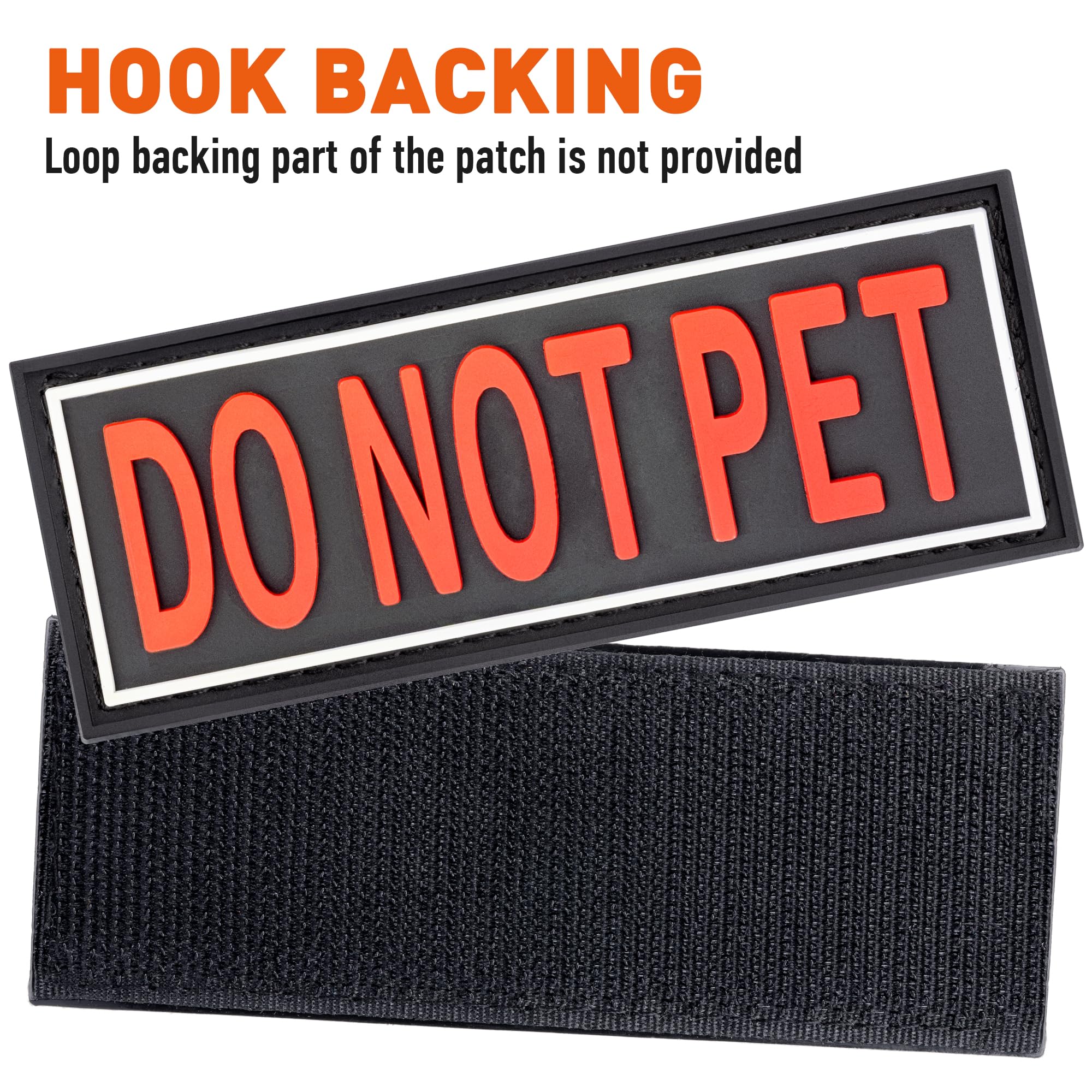 Dogline Do Not Pet Removable 3D Rubber Patches for Dog Harness & Vest - Hook & Loop Backing for Small/Medium/Large Working Dogs (1.5