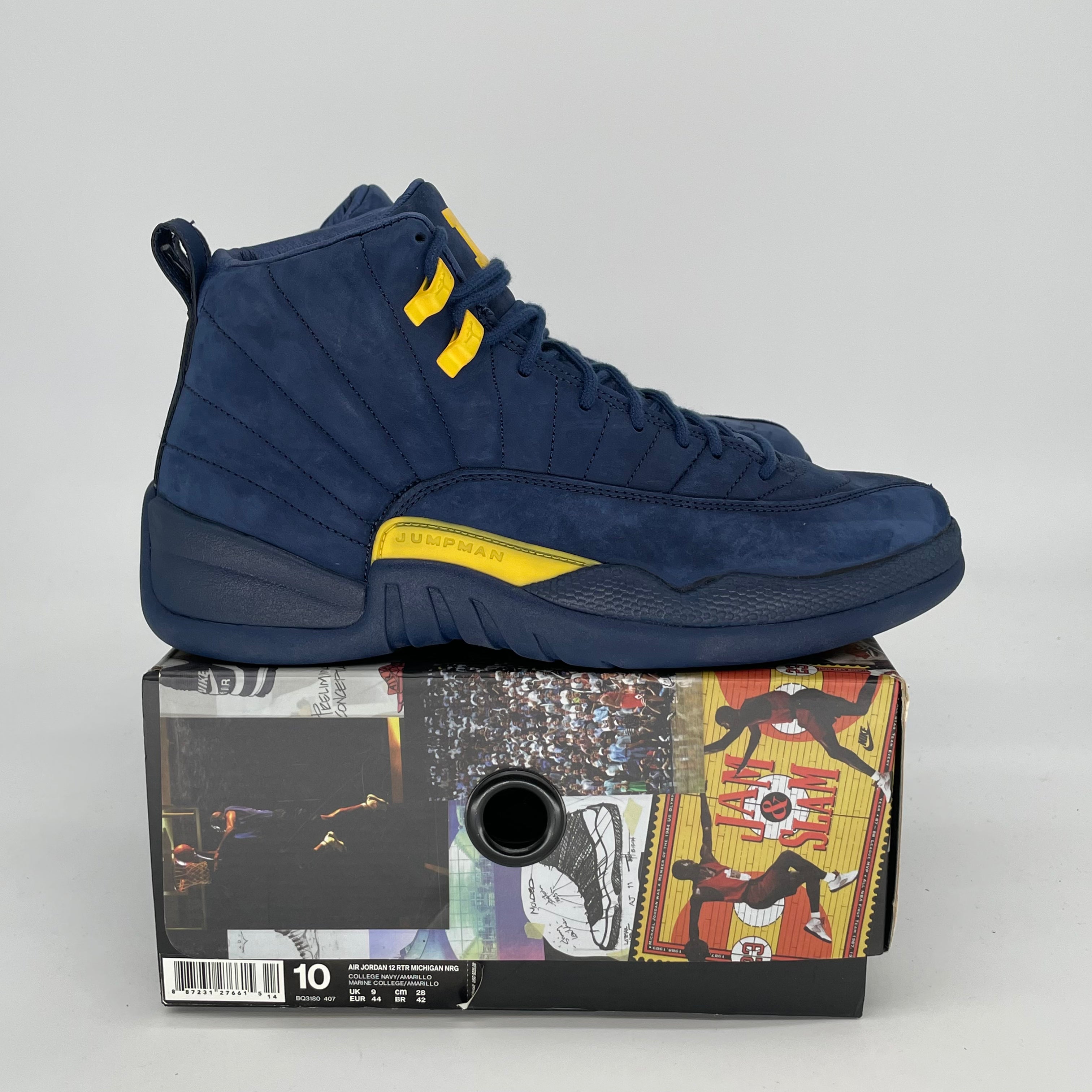AIR JORDAN 12 Michigan Basketball Shoes - Men's Size 10/Women's Size 11.5 (BQ3180-407) - Retro Sneakers for Sports, Casual Wear & Sneaker Collection