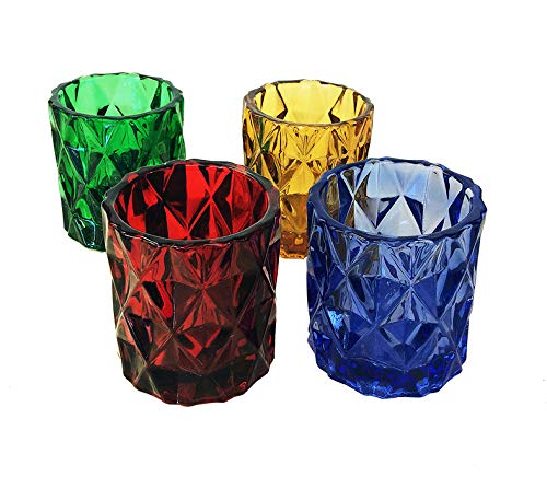 IMPULSE! Sunset Votive Candle Holders - Small Cobalt Glass Bud Vase for Home Decor, Wedding Centerpieces & Romantic Ambiance