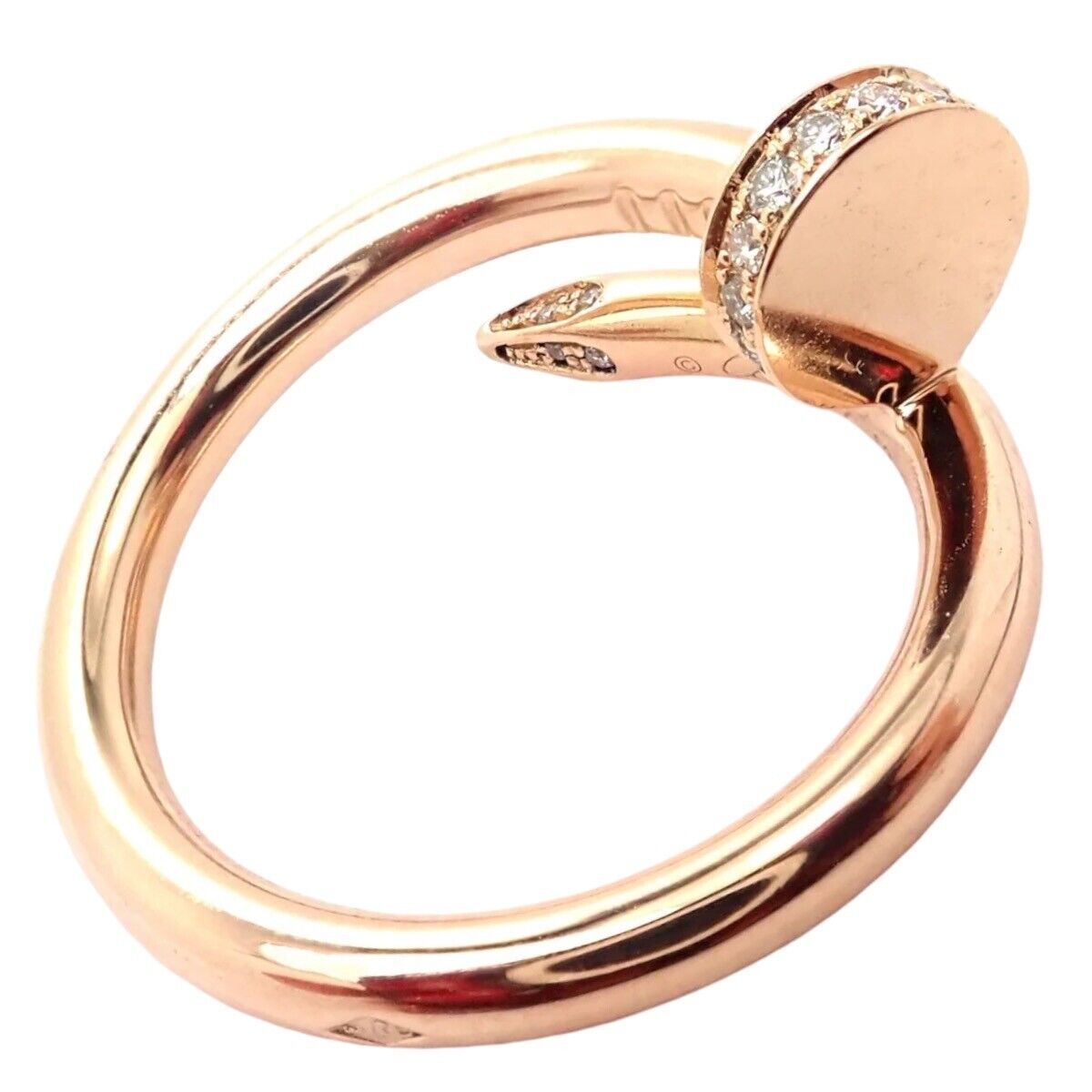 Authentic Cartier Juste Un Clou 18k Rose Gold Diamond Ring Size 53 - Luxury Nail Band Jewelry for Women, Perfect for Weddings, Parties & Special Occasions