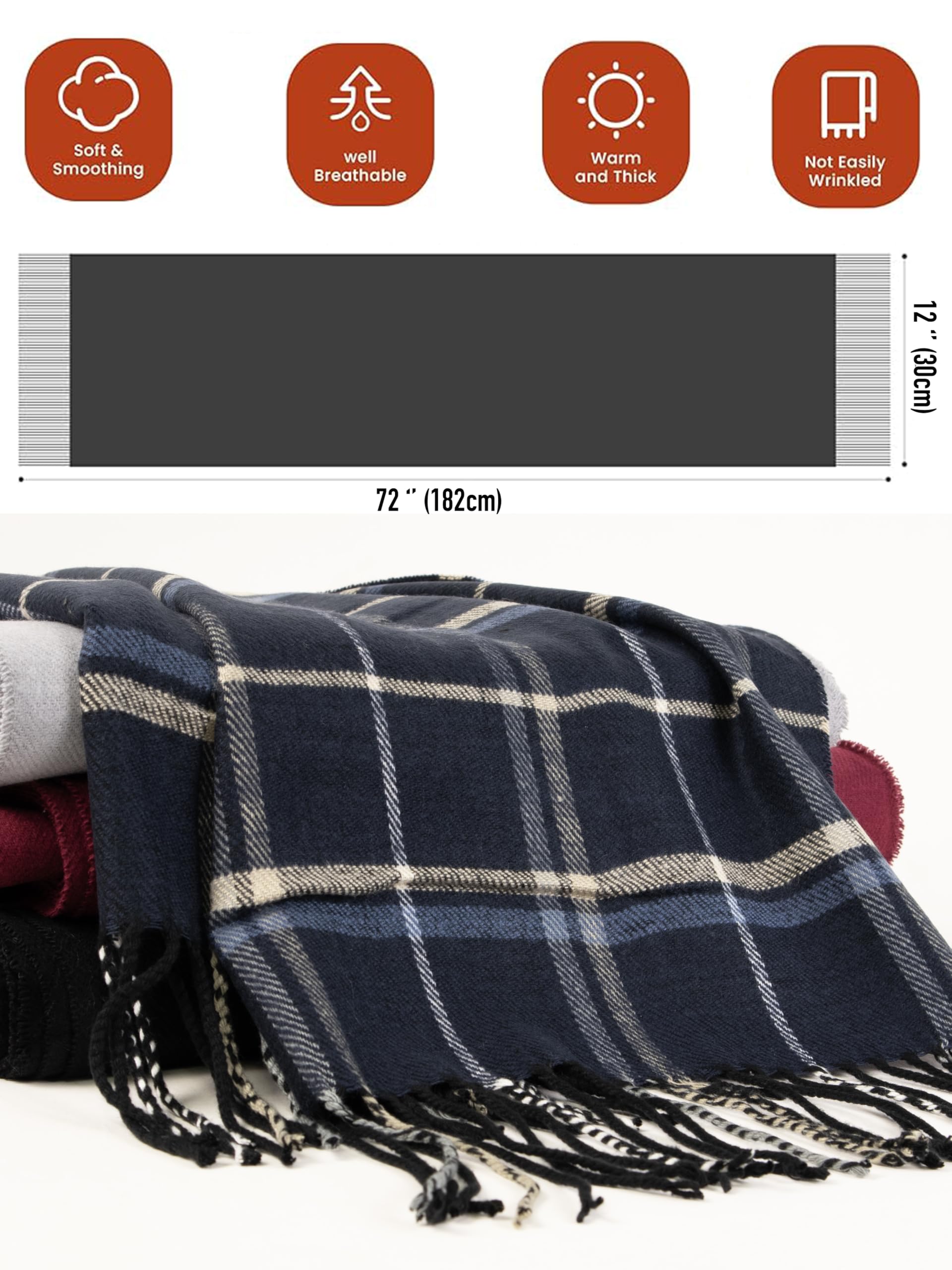 Premium Cashmere Feel Winter Scarf for Men & Women - Ultra Soft Warm Long Shawl Wrap - Perfect for Cold Weather, Outdoor Activities & Fashion Accessories