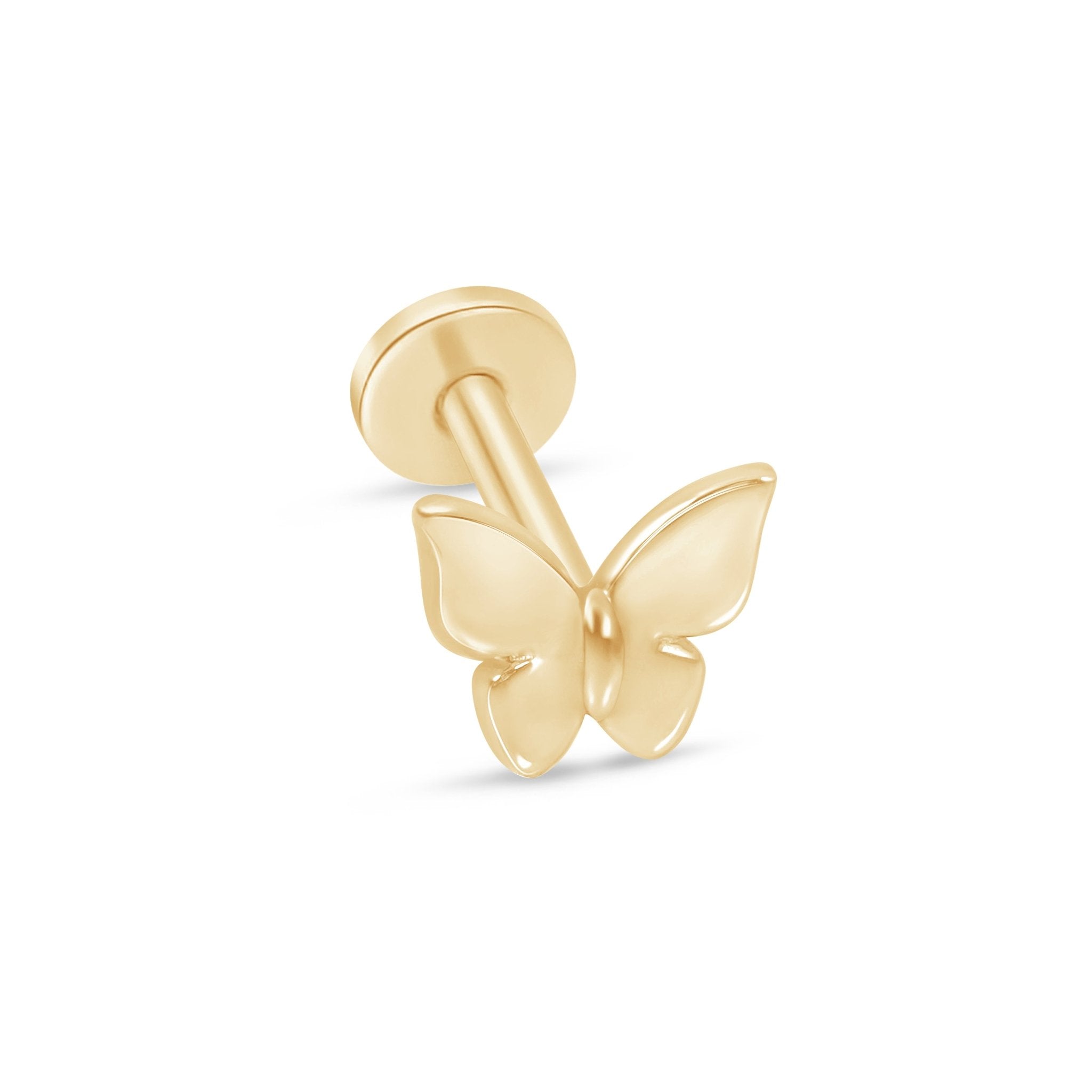 14K Yellow Gold Butterfly Flat Back Stud Earrings - Hypoallergenic & Tarnish-Free for Sensitive Ears | Perfect for Everyday Wear, Gifts & Special Occasions