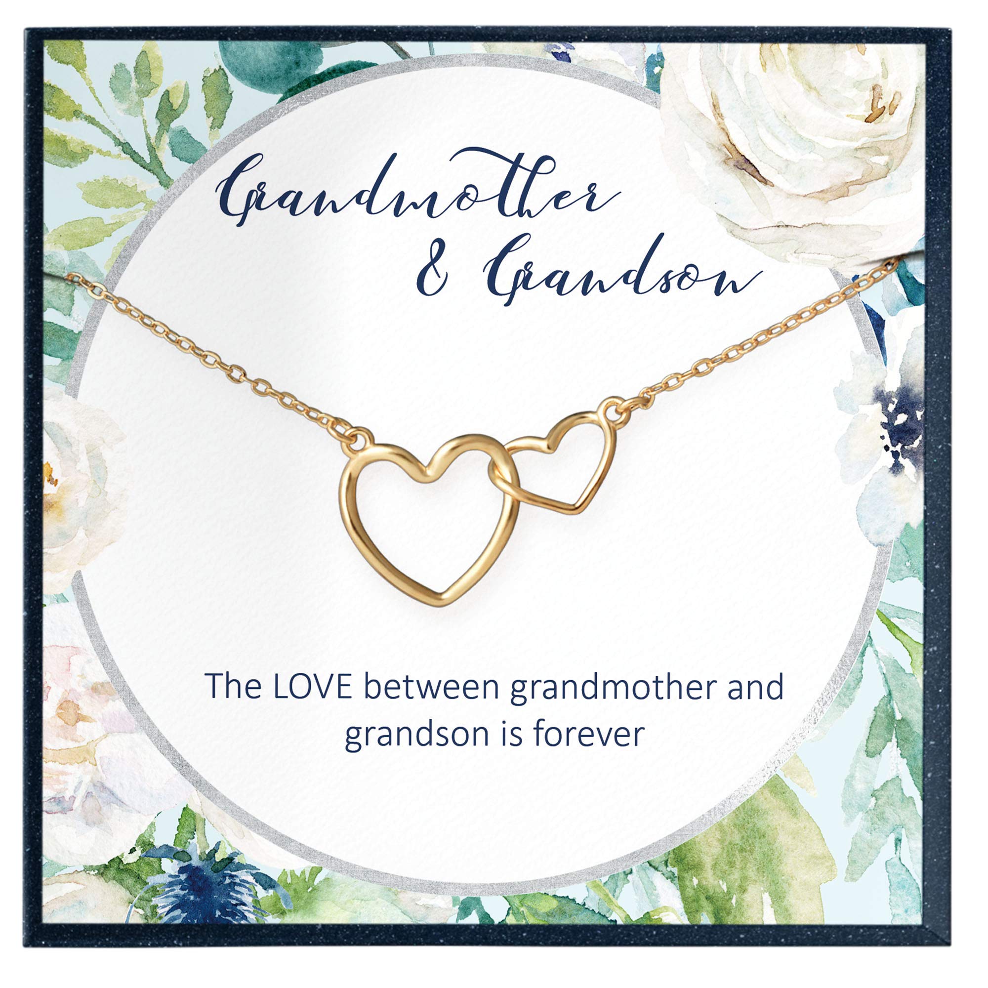 Grandmother Grandson Necklace - Heart Pendant Jewelry Gift for Grandma from Grandson - Perfect for Birthdays, Mother's Day & Family Celebrations