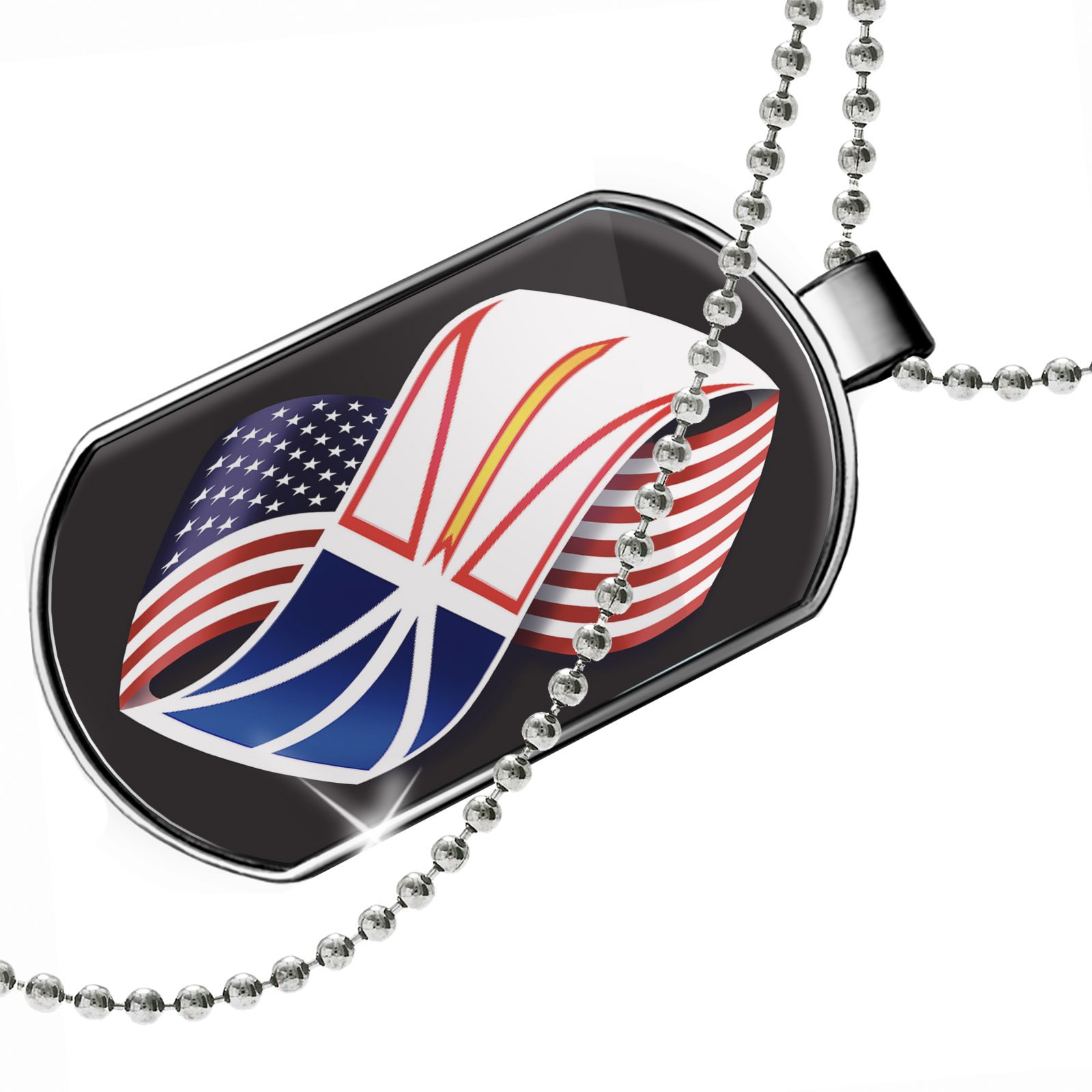 USA and Canada Friendship Dog Tag Necklace - USA & Newfoundland Labrador Flags Dog Tags for Men & Women - Perfect for Travel, Gifts, and Military Enthusiasts