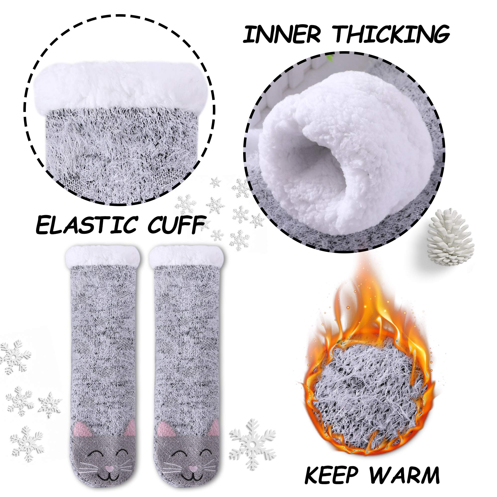 Non-Slip Slipper Socks for Women - Warm Fuzzy Fleece-Lined for Winter & Home