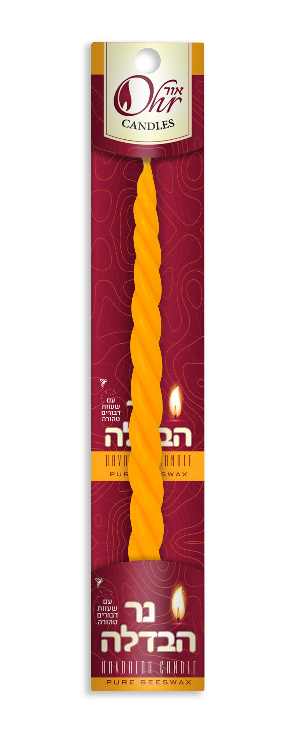 Pure Beeswax Havdalah Candle 3-Pack | Hand-Braided Shabbat Candles | Kosher Judaica Gift for Jewish Holidays | Perfect for Havdalah Ceremony, Shabbat Dinner & Home Decor
