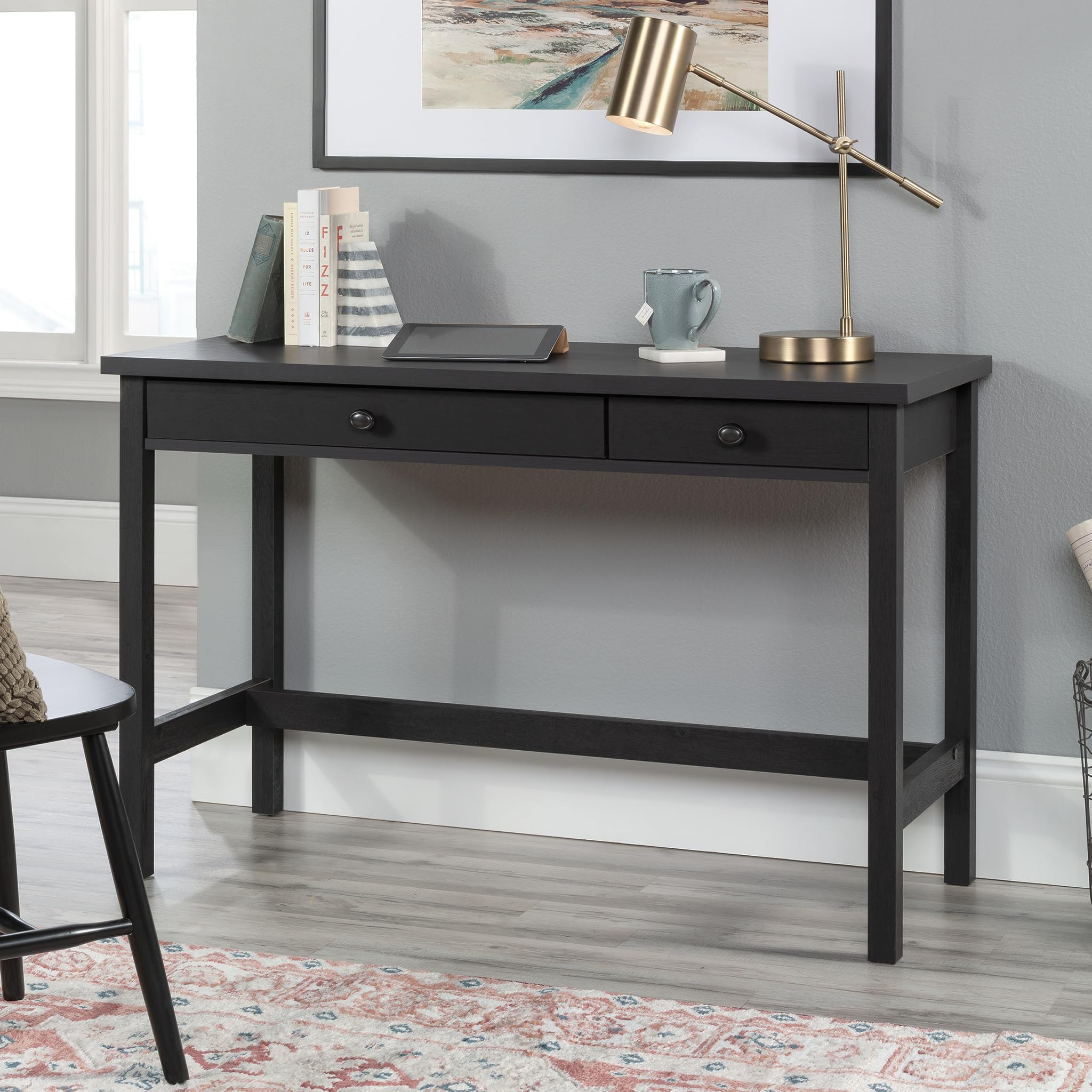 Sauder Raven Oak Finish Office Desk - Stylish and Functional Home Office Furniture for Work or Study