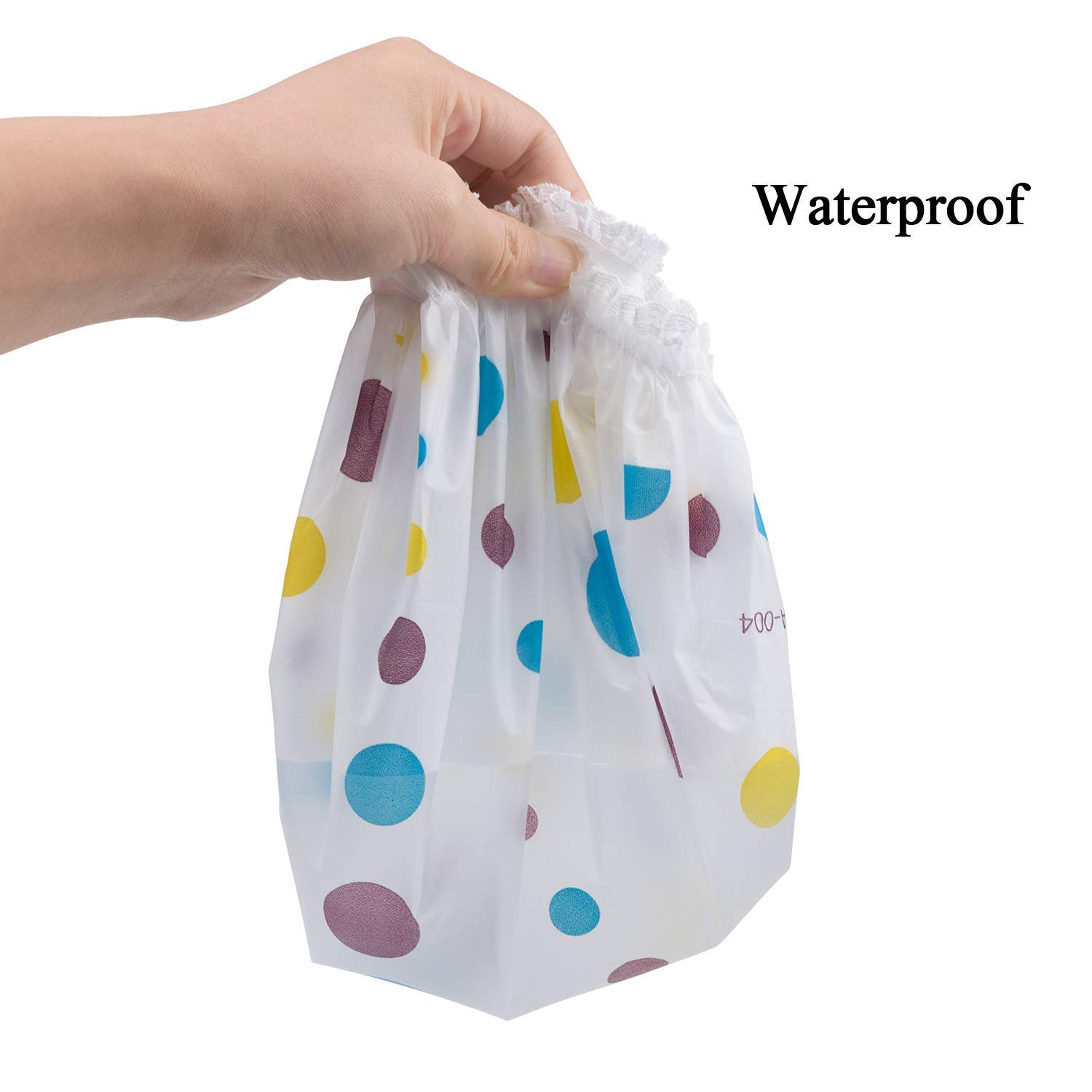 DEXO Waterproof Shower Caps 3 Pack - Reusable Bath & Shower Hair Covers for Women & Men - Multicolor Shower Cap Set for Swimming, Spa, Salon & Travel