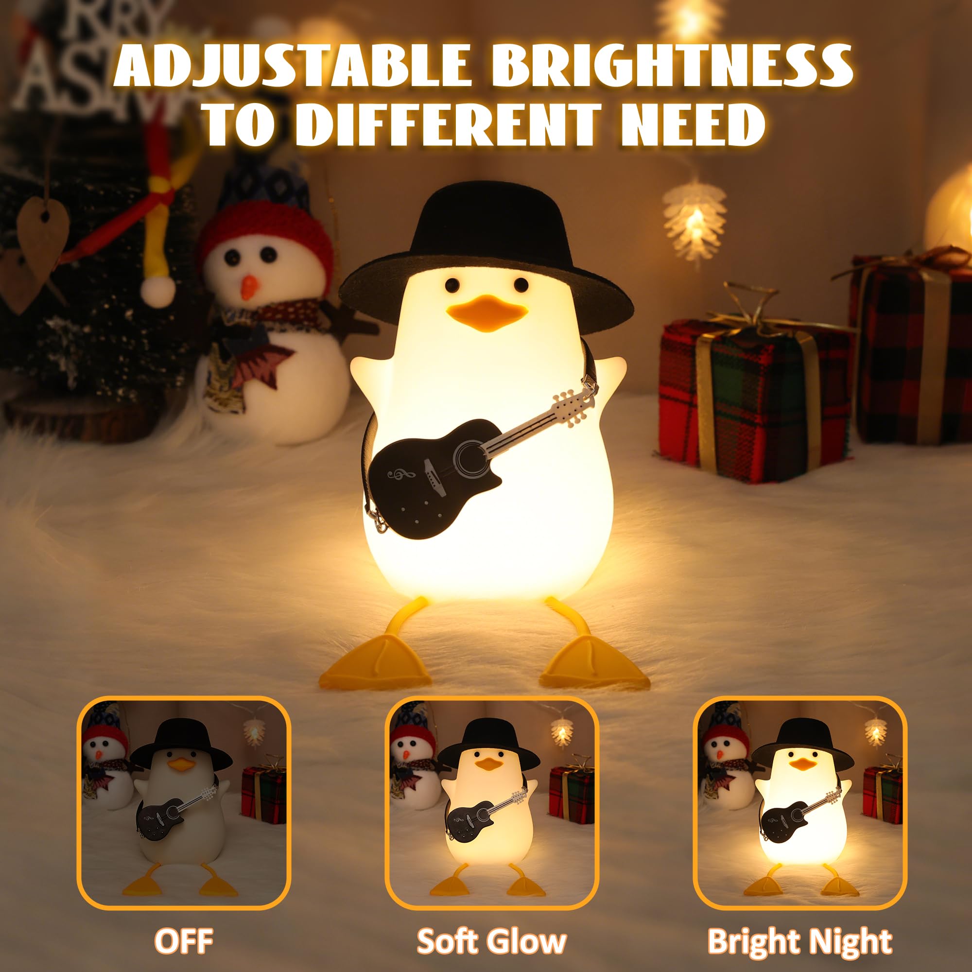 Cute Silicone Duck Night Light with Dimmer & Timer - Adorable Bedside Lamp for Kids Room, Nursery Decor, Duck-Themed Gift for Girls, Boys & Women - Perfect for Bedtime, Reading & Relaxation