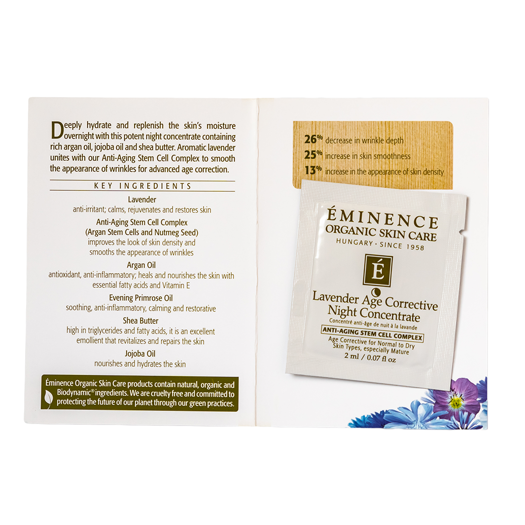 Eminence Organics Lavender Age Corrective Night Concentrate - Anti-Aging Face Serum for Wrinkles & Fine Lines - Perfect for Nighttime Skincare Routine & Dry Skin Treatment