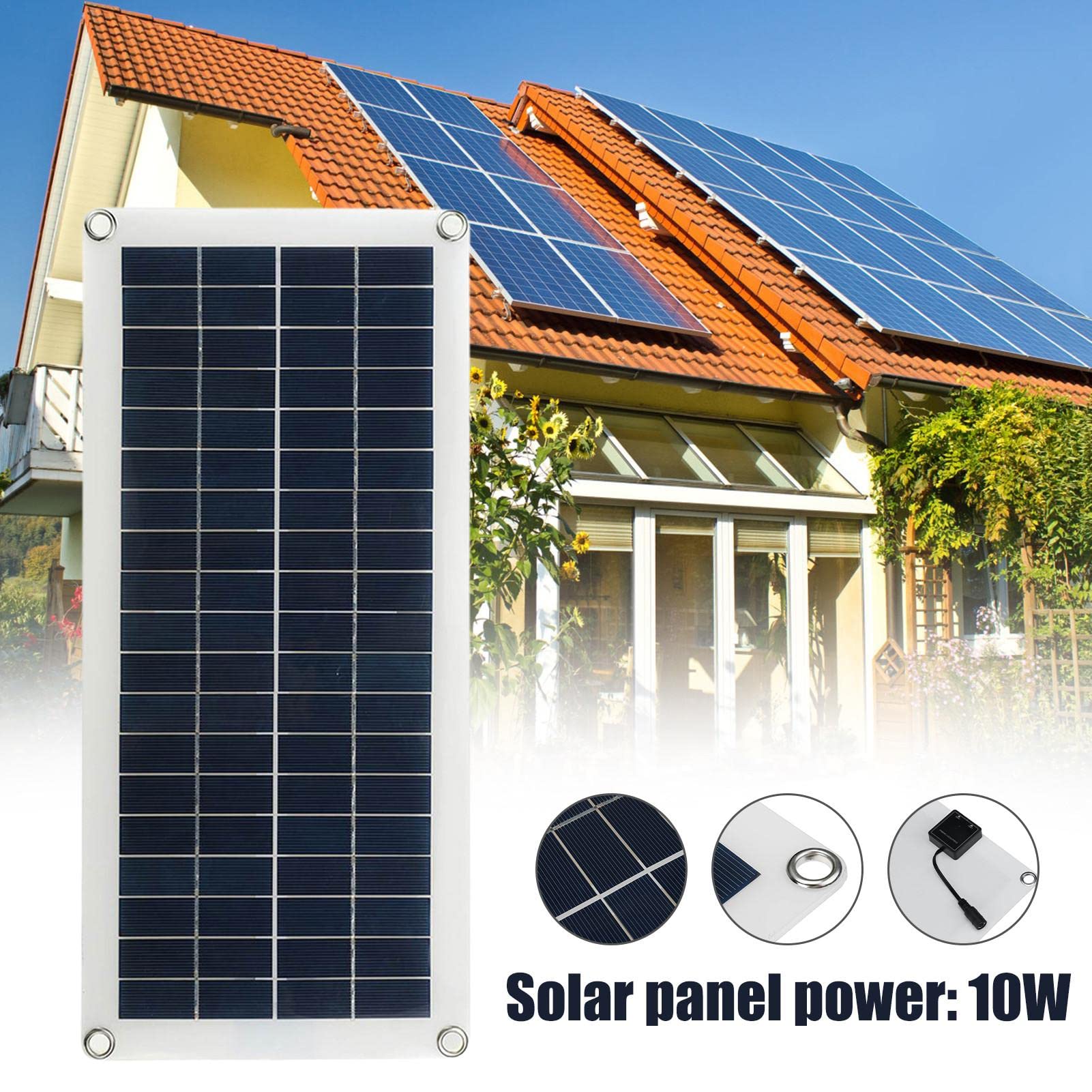 12V Solar Panel Kit with Battery Maintainer - 10W/30W/100W Solar Charger Controller, 10A-100A Polycrystalline Solar Starter Kit - Outdoor Solar Charger for RV, Car, Boat, Marine & Phone Charging | Perfect for Off-Grid Power, Camping & Emergency Backup
