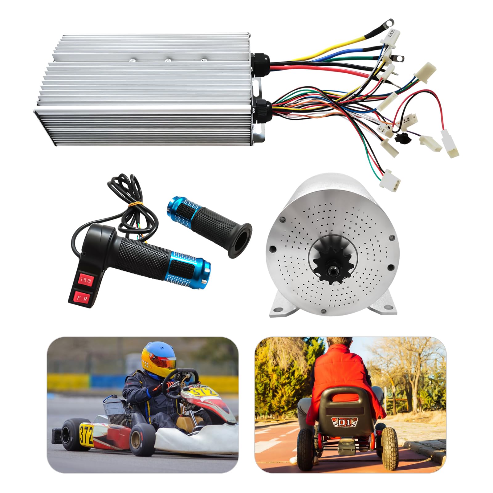 72V 3000W High-Speed Brushless Motor Kit with Controller - 6000RPM E-Bike Motor Kit with Throttle for Electric Go Karts, Scooters & DIY Projects - Perfect for Off-Road Racing, Commuting & Power Sports