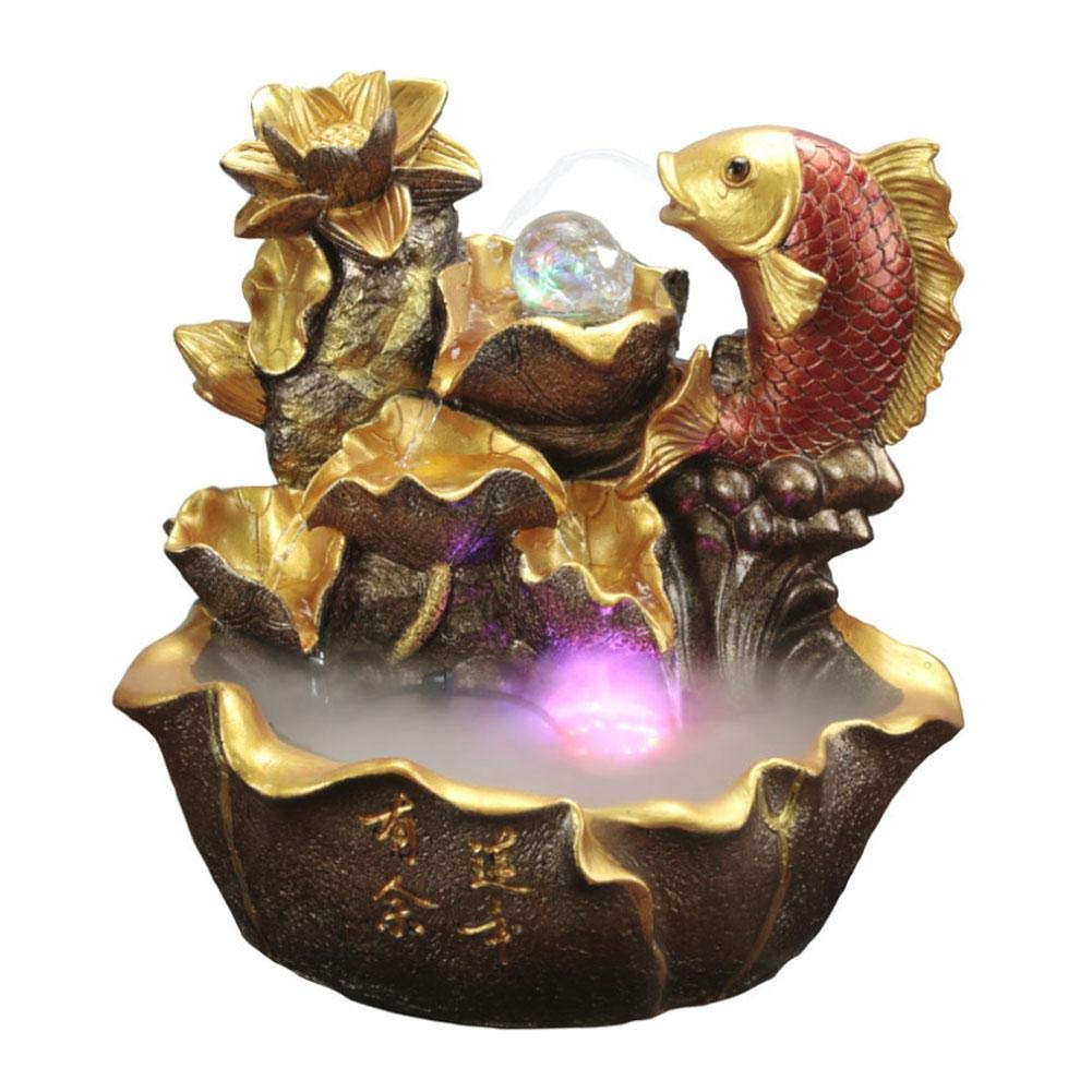 Boquite Tabletop Fountain - Innovative Resin Desktop Water Feature with LED Lights | Mini Zen Garden & Fish Tank Decor for Office, Bedroom, Living Room | Perfect Relaxation Gift for Home & Work Spaces