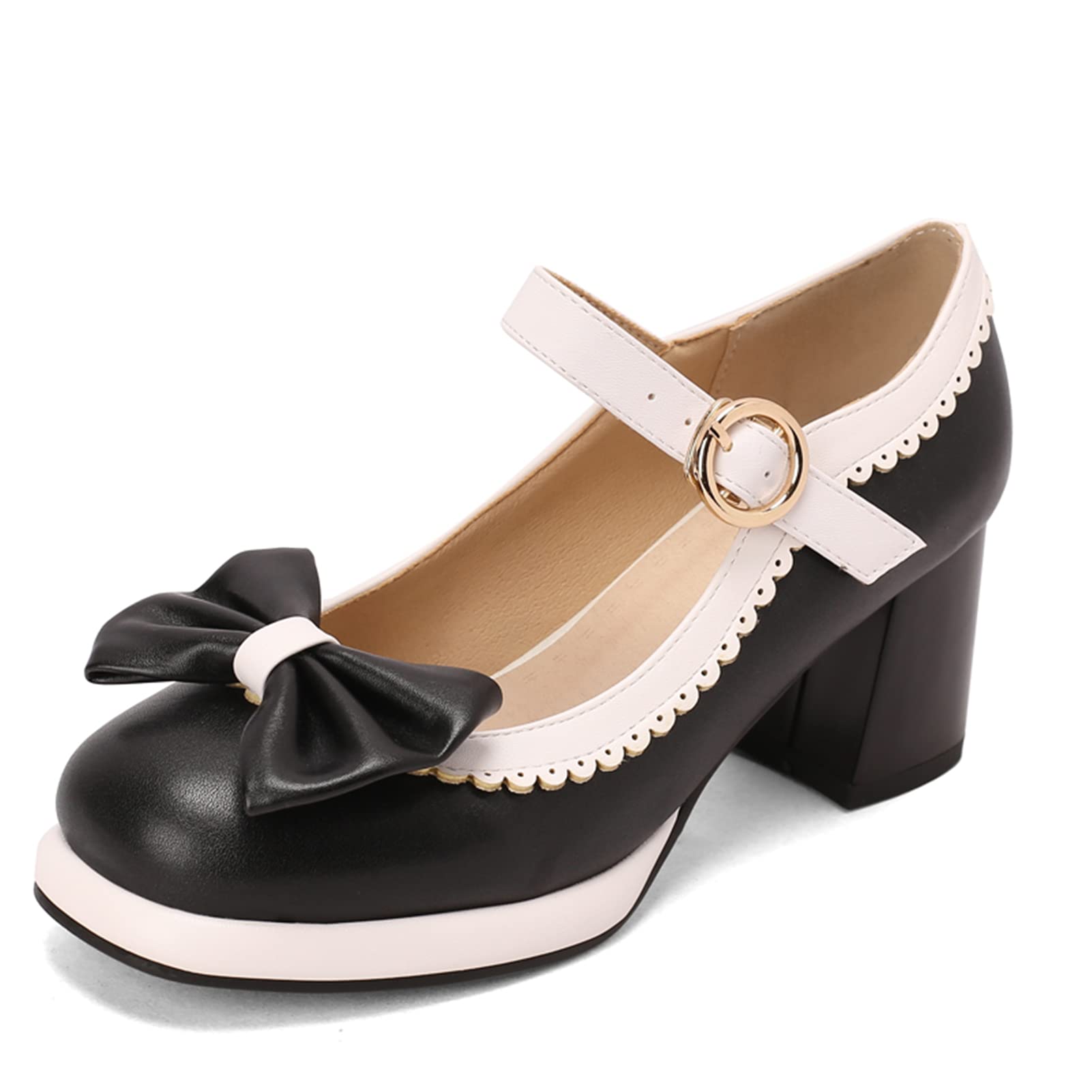 MEOTINA Women's Mary Jane Pumps - Cute Bow Platform High Heels for Women | Comfortable Dress Shoes for Work, Party & Special Occasions