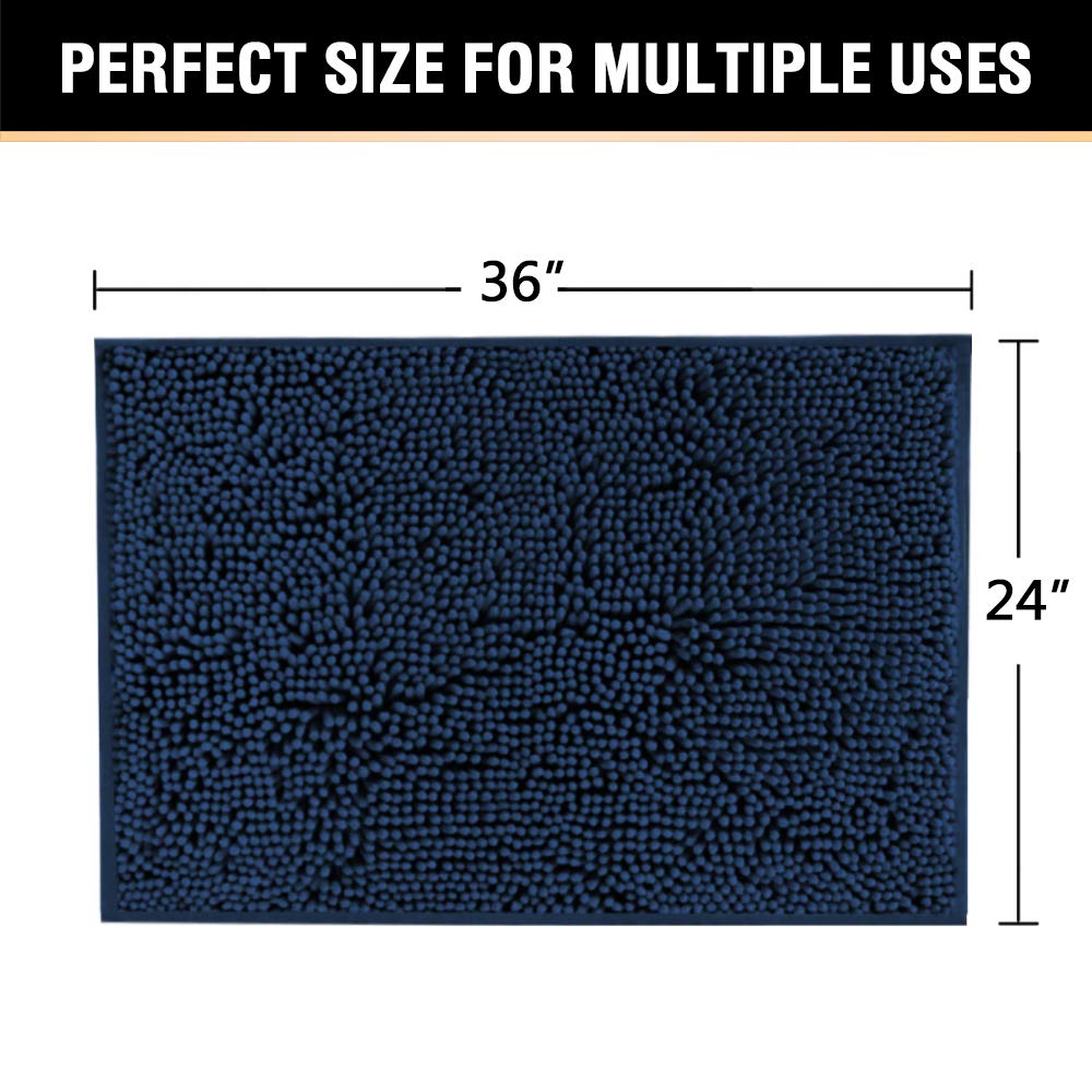 Premium Non-Slip Navy Chenille Bath Mat 36