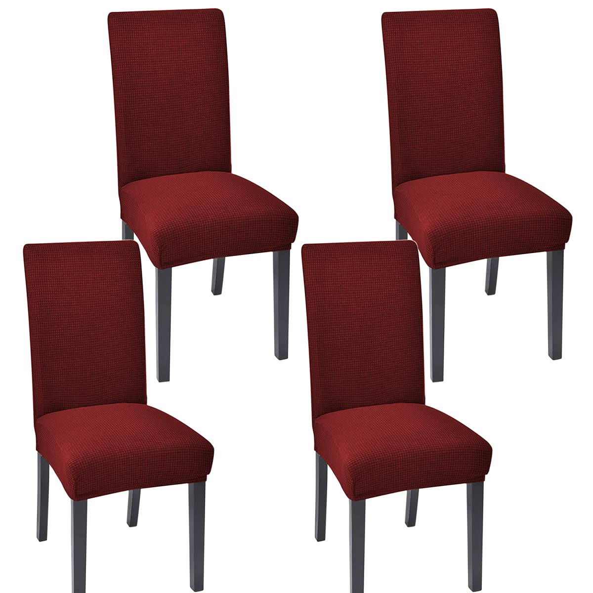 Aertiavty 4-Piece Dining Chair Covers Set - Stretchable Slipcovers for Kitchen & Parsons Chairs, Burgundy Red - Perfect for Home, Restaurant & Office Use