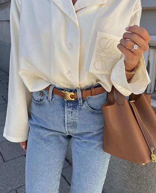 Stylish Genuine Leather Bucket Bag for Women - Trendy Crossbody Shoulder Handbag - Perfect for Work, Travel & Everyday Use