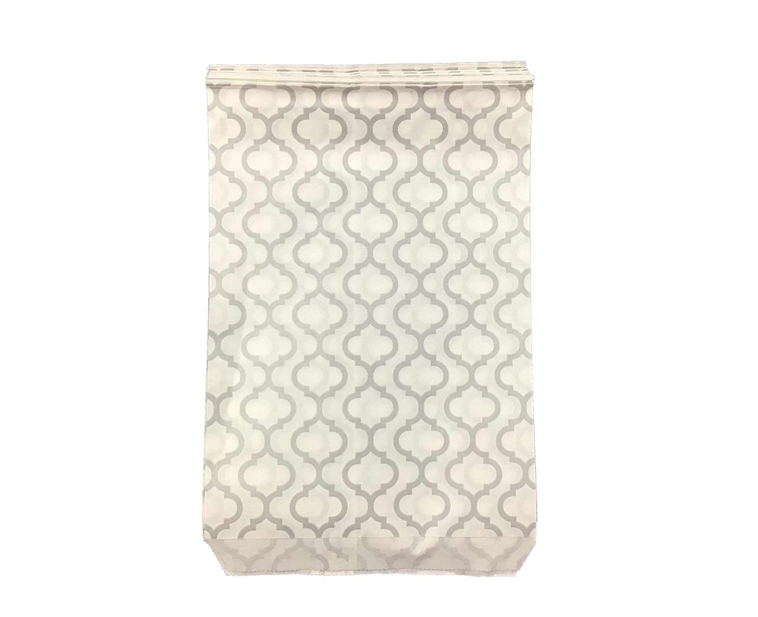 20 Pack 4x6 Inch Silver Trellis Pattern White Kraft Paper Gift Bags for Cookies, Treats & Party Favors | Elegant Packaging for Weddings, Baby Showers & Holiday Gifts | Eco-Friendly Small Gift Bags by N'icePackaging