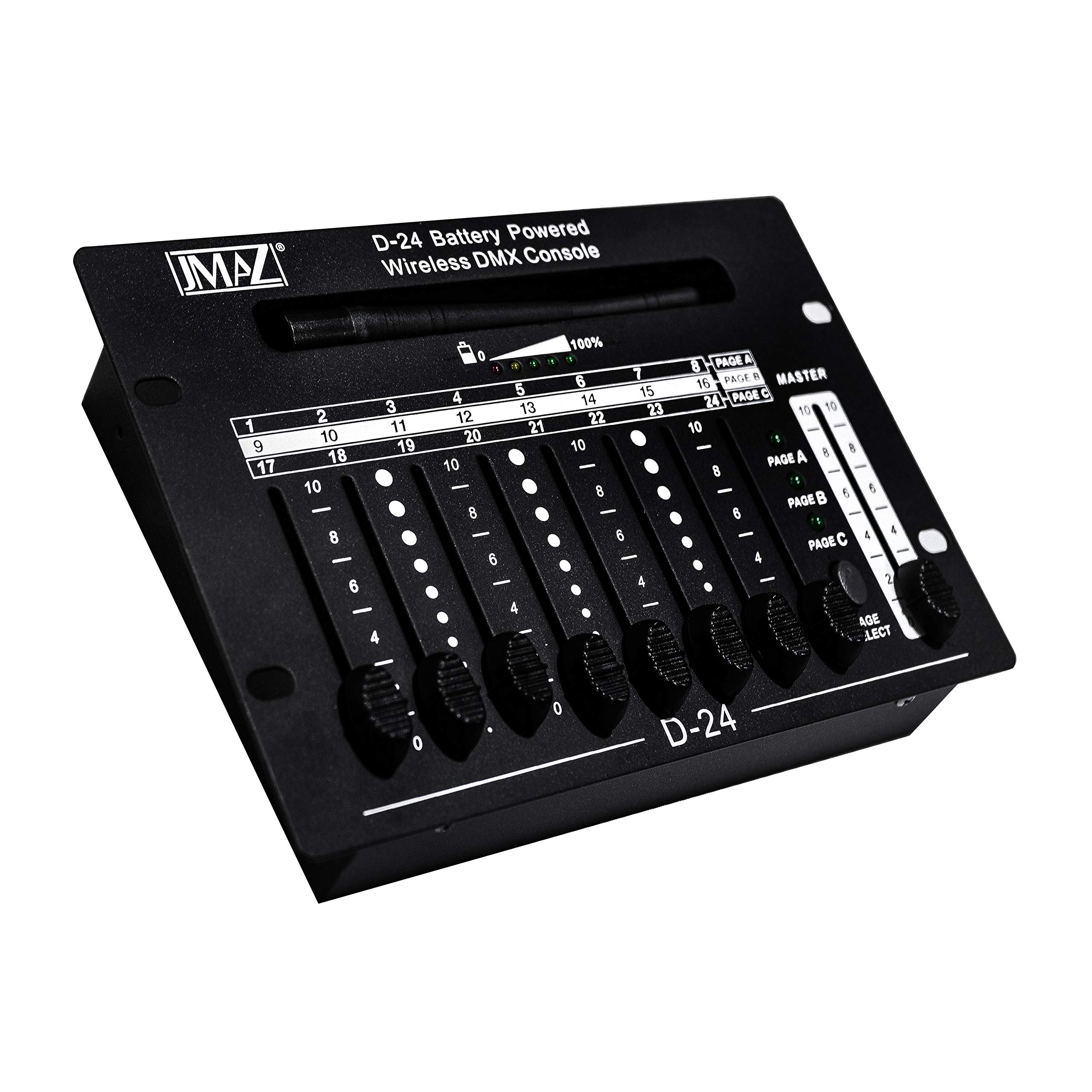 JMAZ D-24 Wireless DMX Controller - 24 Channel Professional Lighting Control System for Stage Shows, DJ Events & Theater Productions