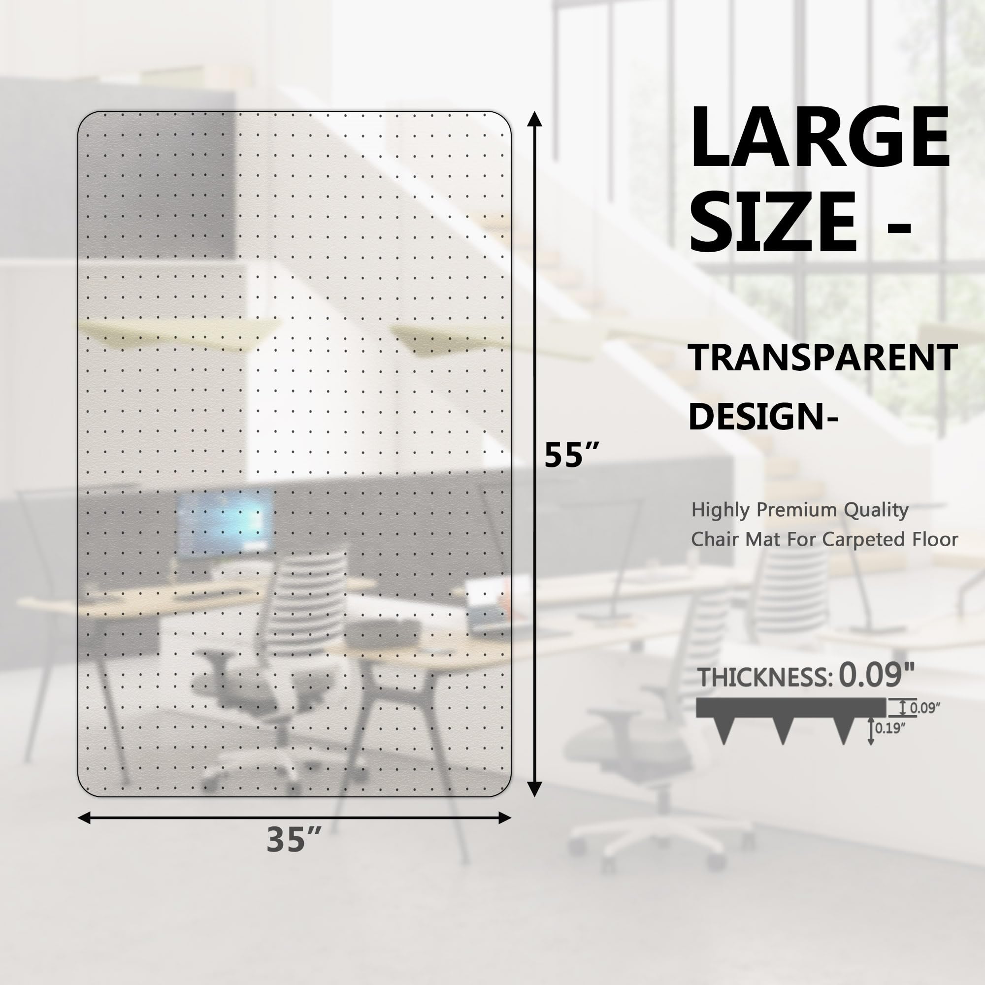 Large Office Chair Mat for Low Pile Carpet - 35