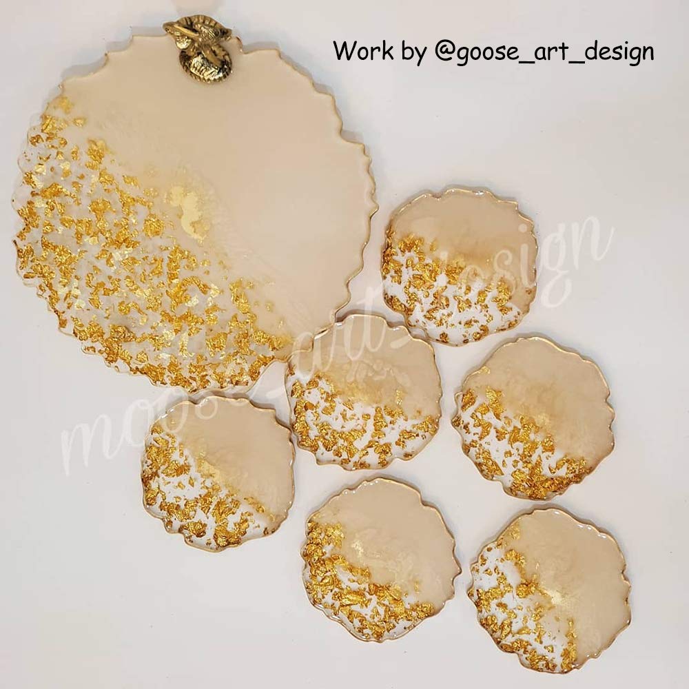 Premium Silicone Resin Molds Set - 4 Flower Coaster Molds + Large Resin Tray Mold + 4 Geode Agate Coaster Molds for DIY Home Decor, Epoxy Resin Art, and Unique Handmade Gifts - Perfect for Crafting, Wedding Favors, and Table Centerpieces