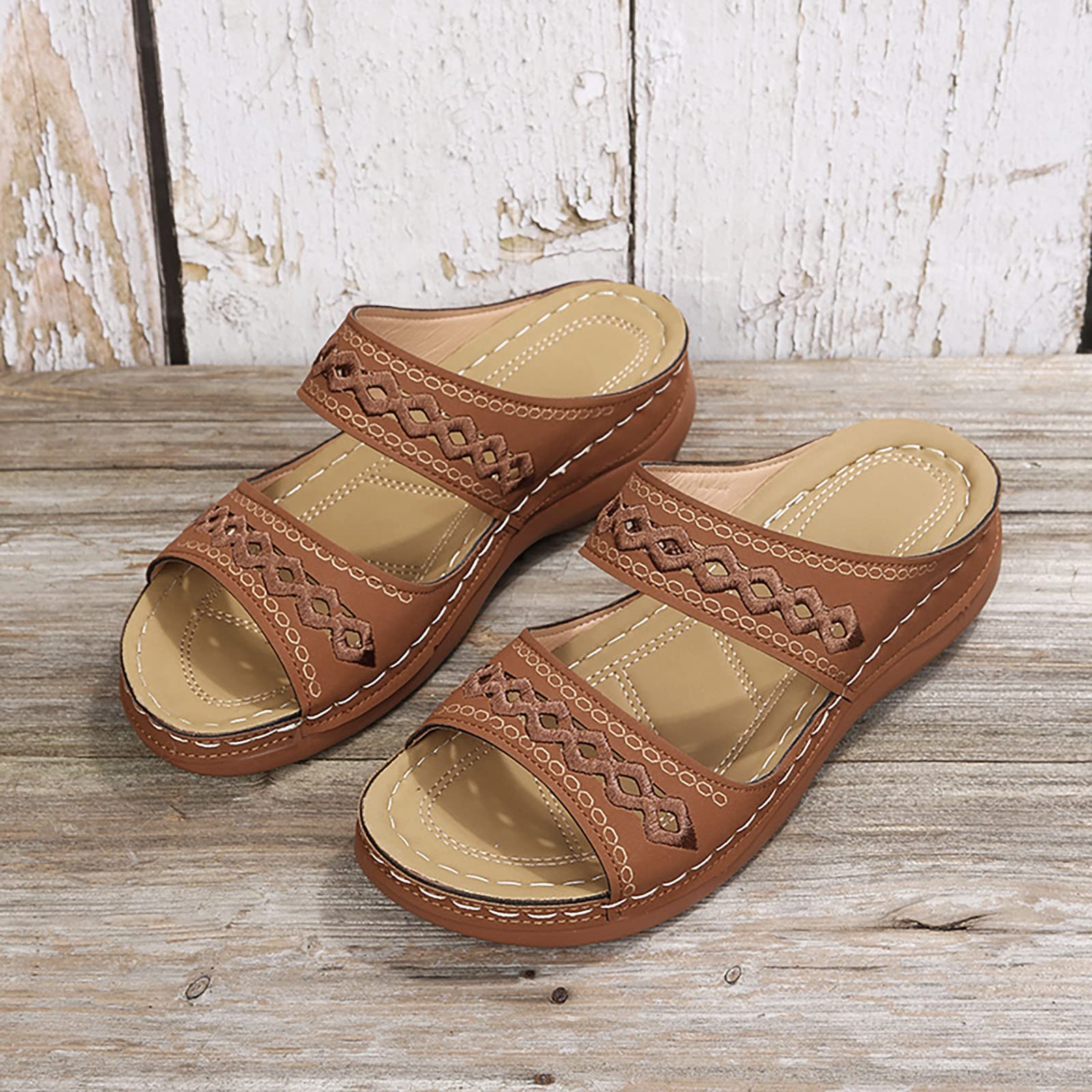 **Women's Orthopedic Sandals with Arch Support - Anti-Slip Comfortable Walking Sandals for Casual & Dressy Outfits | Summer Flip Flops & Slip-On Slippers (B-Brown, Size 9) - Perfect for Walking, Travel & Everyday Comfort**