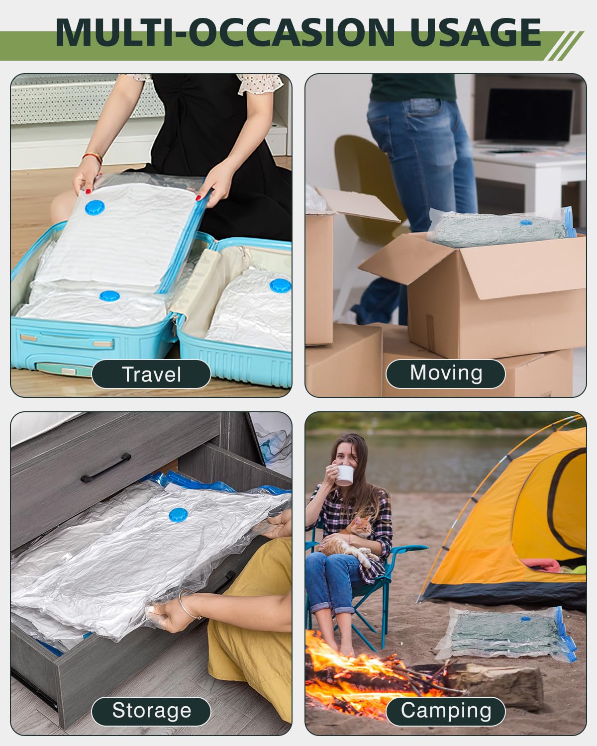 6 Jumbo Vacuum Storage Bags with Electric Air Pump - Space Saving Compression Bags for Clothes, Blankets, Duvets, Pillows & Comforters | Perfect for Travel, Moving & Seasonal Storage