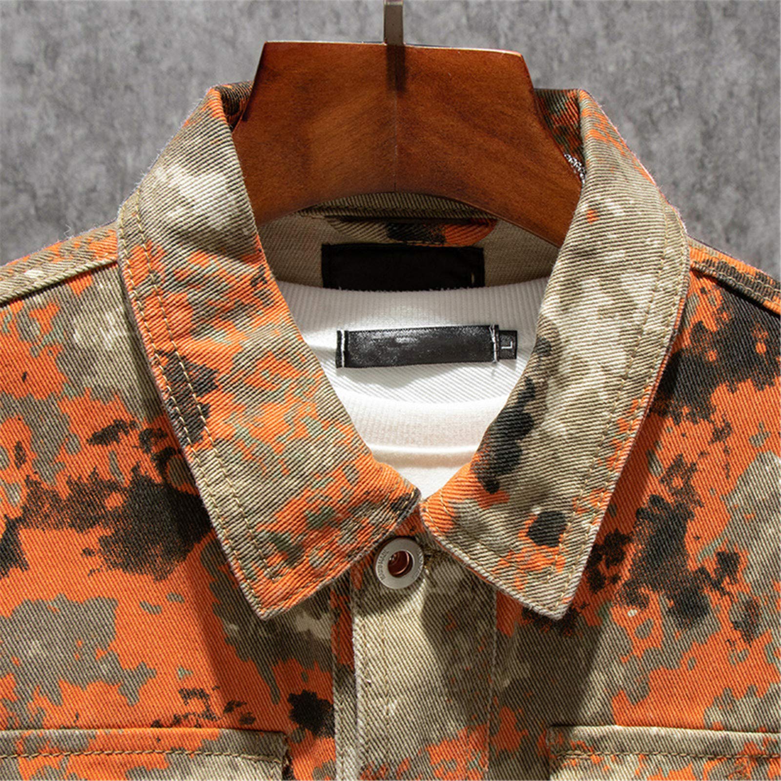 Men's Desert Camouflage Cargo Denim Jacket - Military Style Loose Fit Jean Coat with Turn Down Collar | Streetwear Fashion Outerwear for Urban Adventures & Outdoor Activities