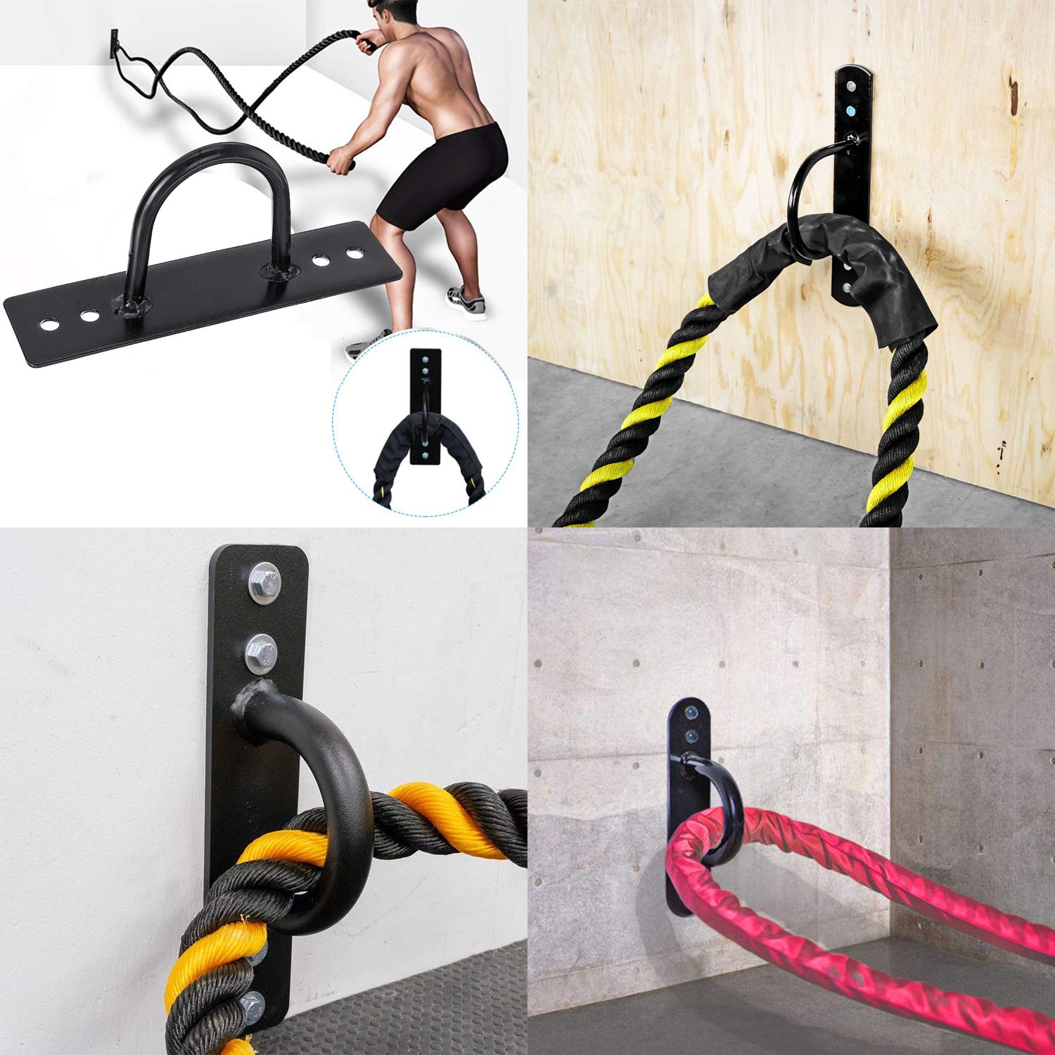 **Battle Ropes Anchor Kit - Heavy Duty Wall & Ceiling Mount Bracket for Suspension Straps, Crossfit Gymnastic Rings, Strength Training, Yoga Swings & Boxing Equipment - Perfect for Home Gyms & Fitness Studios**