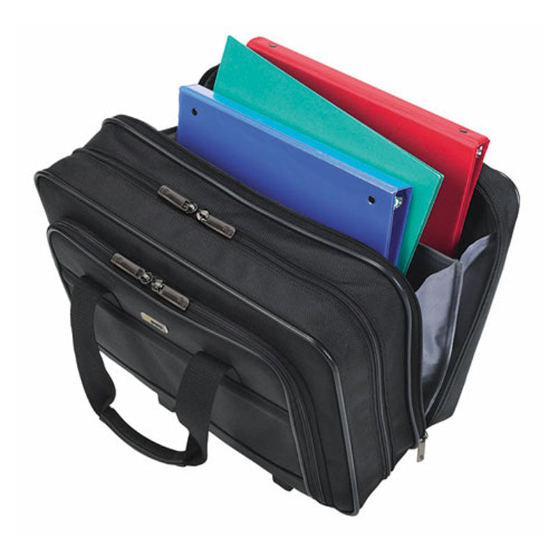 Classic Black Polyester Rolling Laptop Case - Fits Up to 15.6 Inch Laptops | Perfect for Business Travel, Commuting & Airplane Carry-On