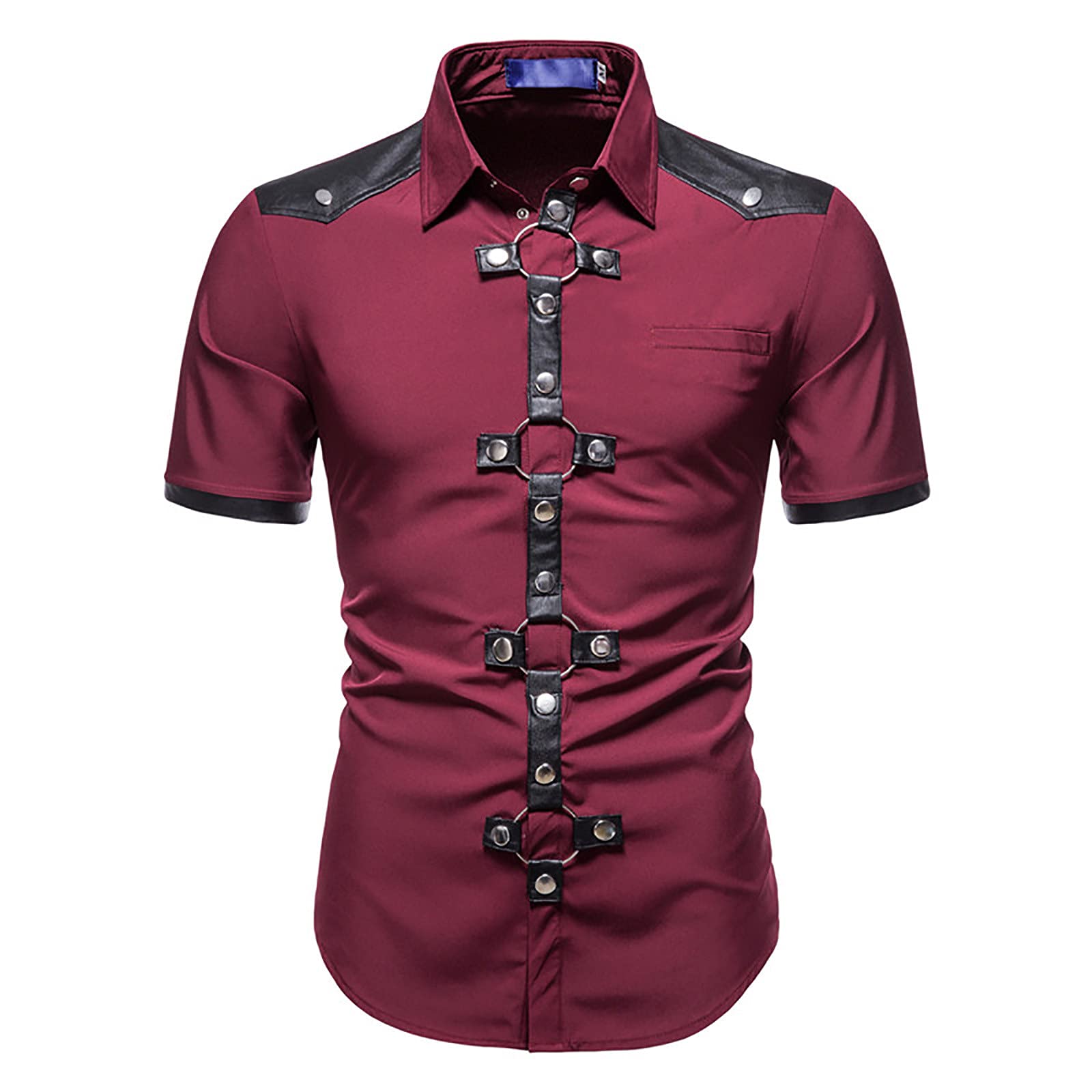 Men's Short-Sleeve Button-Down Dress Shirt with Turn-Down Collar - Regular Fit Work Shirt for Office & Business Casual Wear