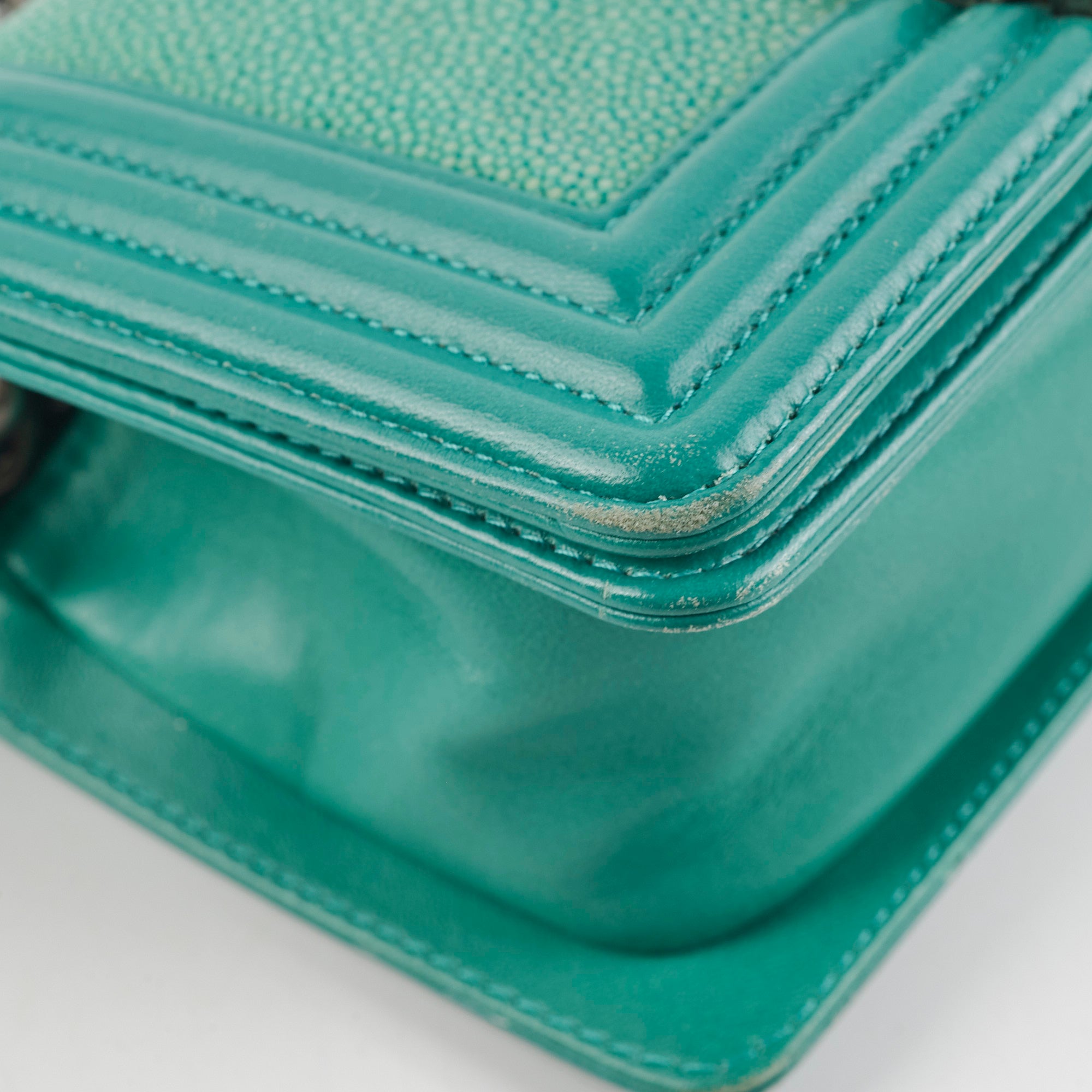Chanel Small Turquoise Stingray Boy Bag - Luxury Crossbody Handbag for Women | Perfect for Evening Parties, Date Nights & Special Occasions