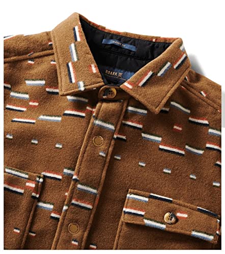 Roark Men's Andes Long Sleeve Flannel Button-Up Shirt - Dark Khaki XL | Warm & Comfortable Plaid Shirt for Outdoor Adventures, Camping & Casual Wear