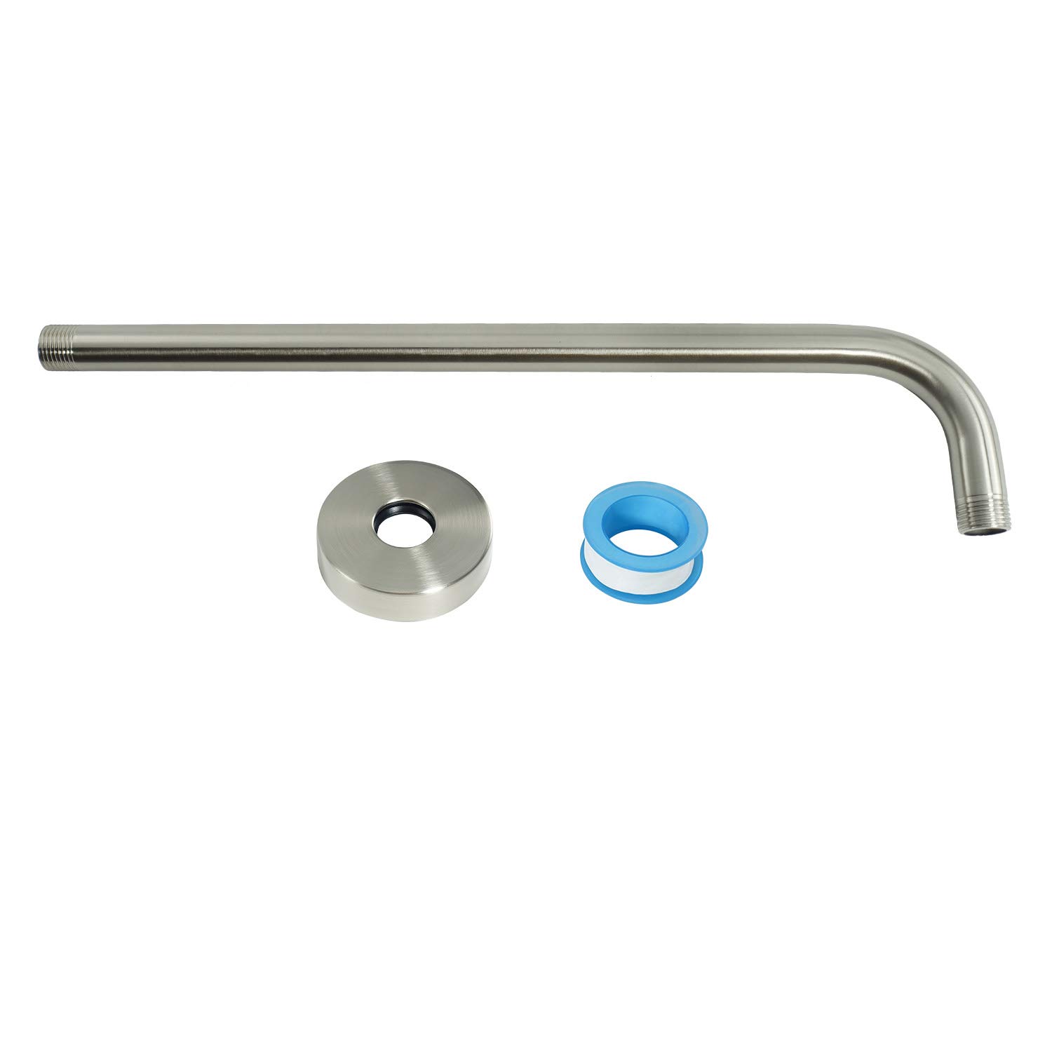 NearMoon 15 Inch Stainless Steel Shower Arm with Flange - Brushed Nickel Wall-Mounted Shower Head Extension - Perfect for Bathroom Renovation & Modern Shower Upgrades