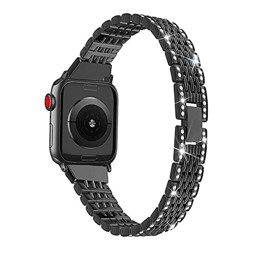 Mtozon Luxury Metal Bracelet Band for Apple Watch Series 8/7/6/5/4/3/2/1 (38mm/40mm/41mm/42mm/44mm/45mm) - Elegant Dressy Wristband for Women in Silver, Rose Gold & Black | Perfect for Work, Parties & Special Occasions