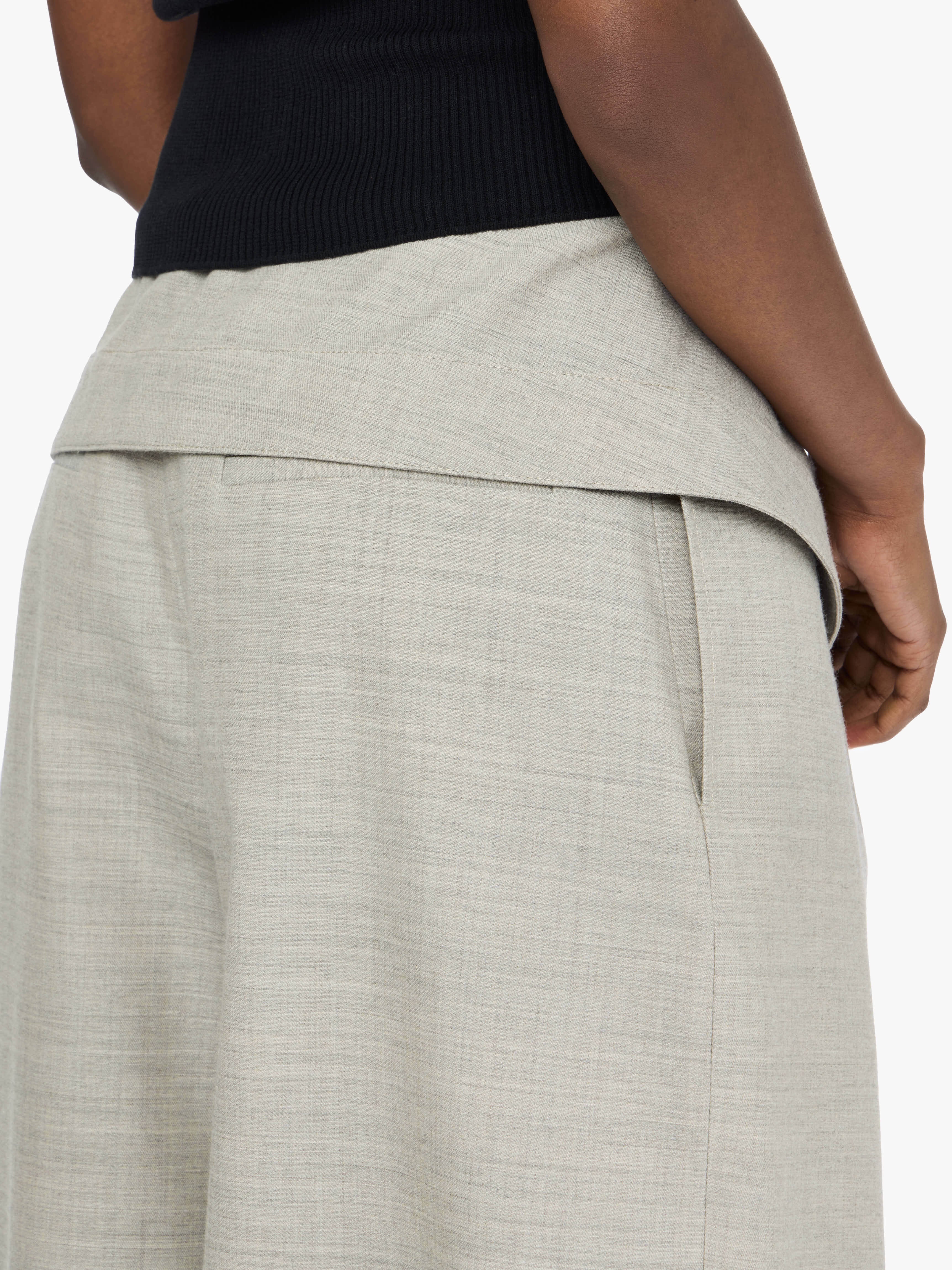 Stylish Fold Over Tailored Trousers for Women - High Waist Comfort Pants for Office, Travel & Casual Wear