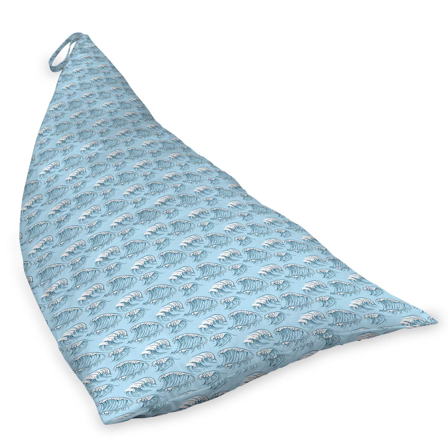 Ambesonne Ocean Lounger Chair Bag - Large Capacity Storage with Handle, Pale Blue White Sea Waves Design - Perfect for Beach, Pool, Camping & Summer Travel Accessories