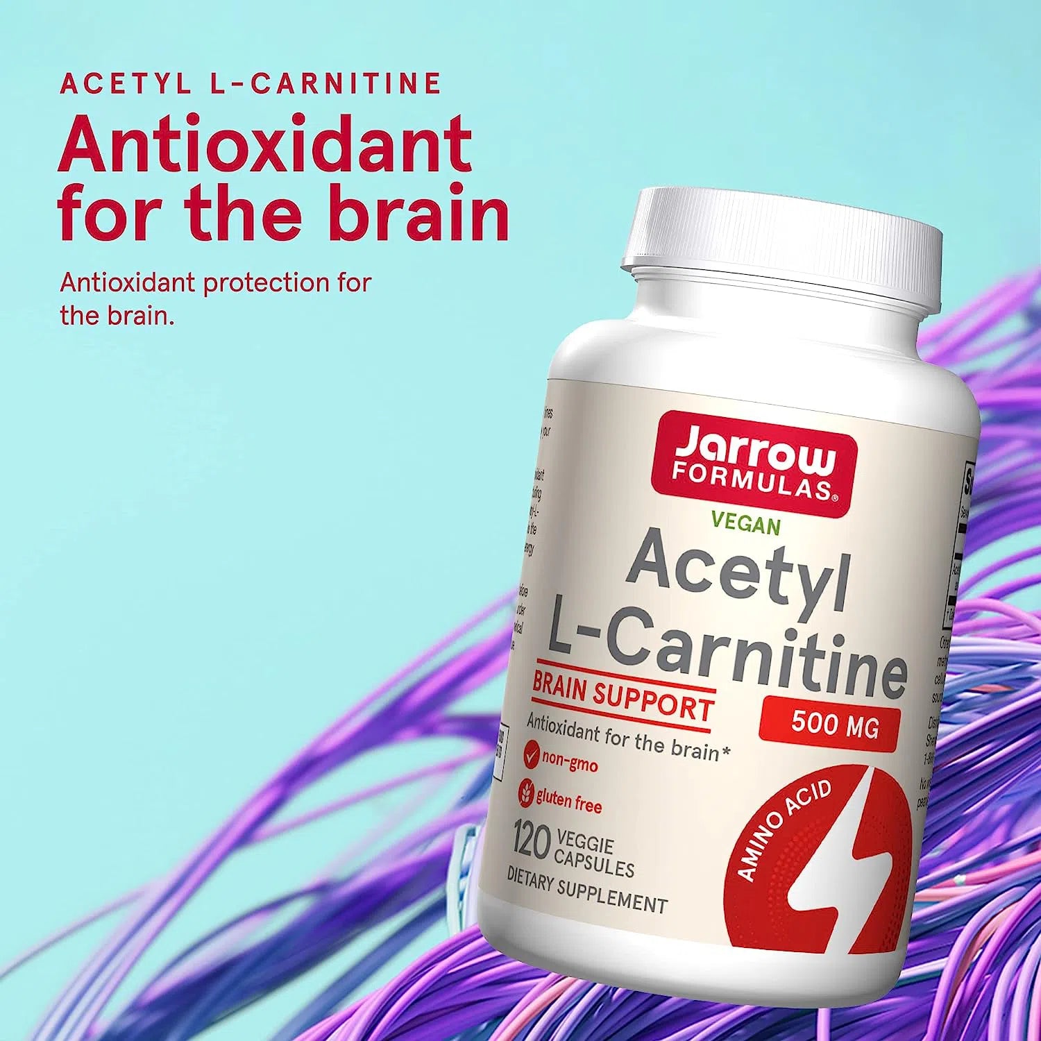 Jarrow Formulas Acetyl L-Carnitine 500mg Supplement - Supports Energy, Brain Function & Metabolism - Ideal for Fitness, Weight Management & Cognitive Health