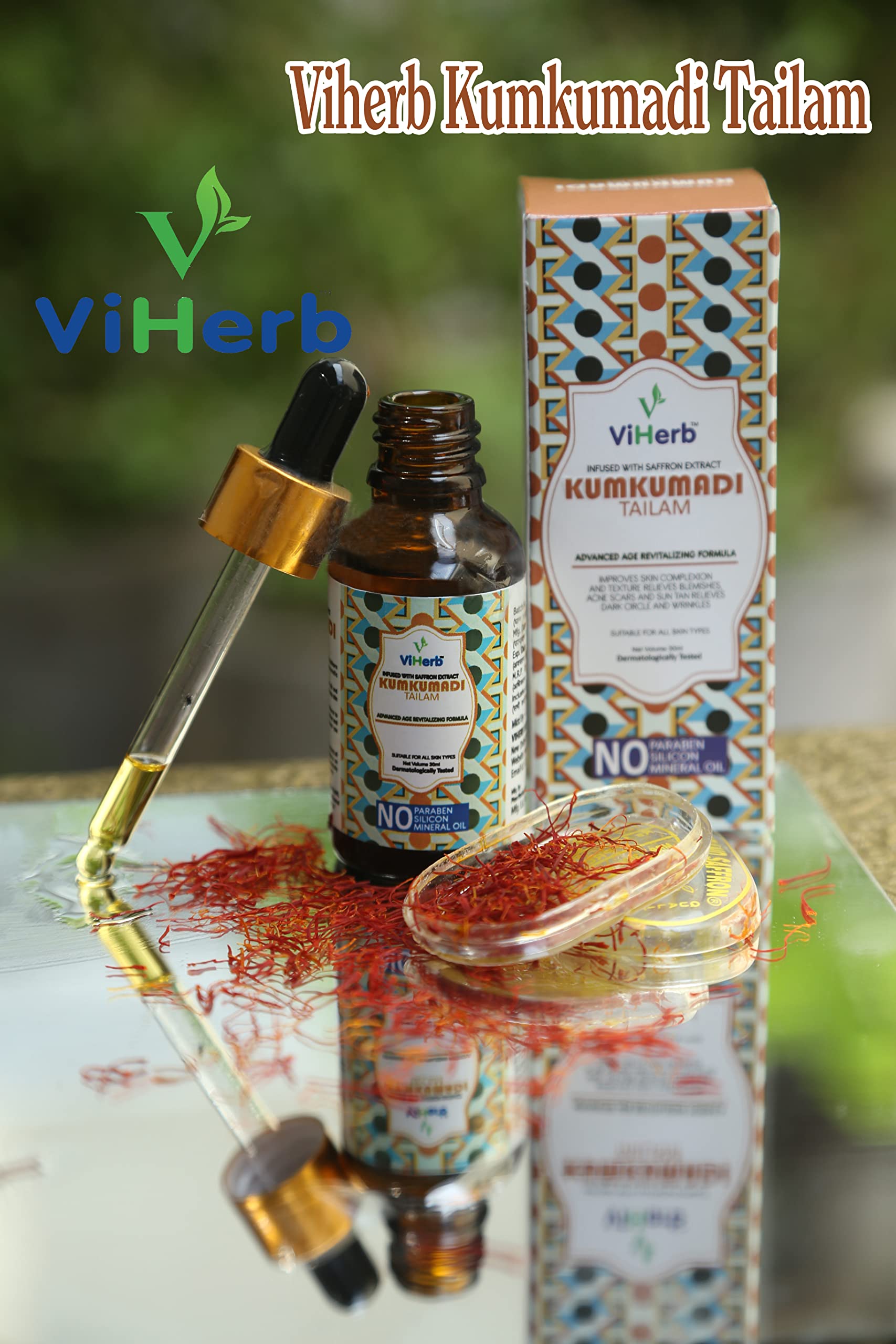 Viherb Kumkumadi Tailam Serum for Brightening & Glowing Skin | Reduces Wrinkles, Hyperpigmentation & Dark Circles | Anti-Aging Face Serum with Fine Line & Sun Damage Correction (30ml) | Perfect for Nighttime Skincare Routine & Daily Radiance Boost
