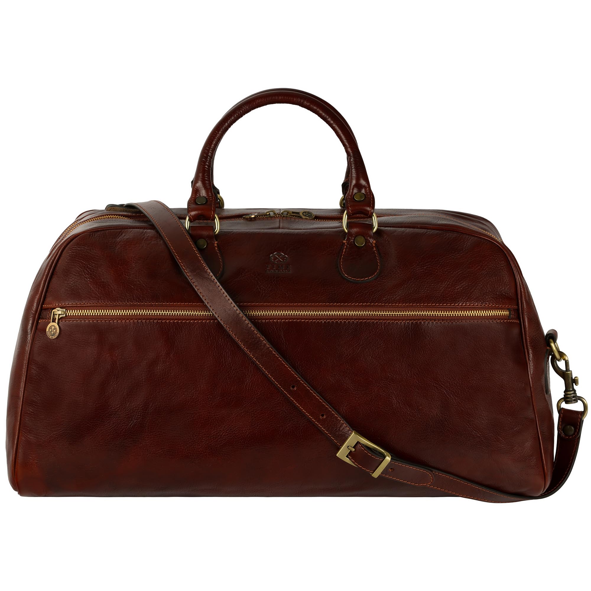 Premium Full Grain Leather Duffel Bag - Durable Travel & Gym Weekender Bag for Men & Women, Stylish Brown Carry-On for Business Trips, Workouts & Weekend Getaways