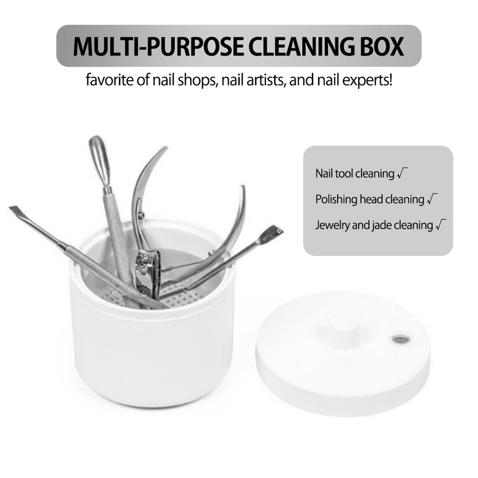 Saluaqui Nail Tool Sterilizer - Small Disinfection Round Box with Net Basket for Manicure Tools, Nail Art Accessories & Metal Equipment | Perfect for Nail Salons, Home Use & Professional Manicurists