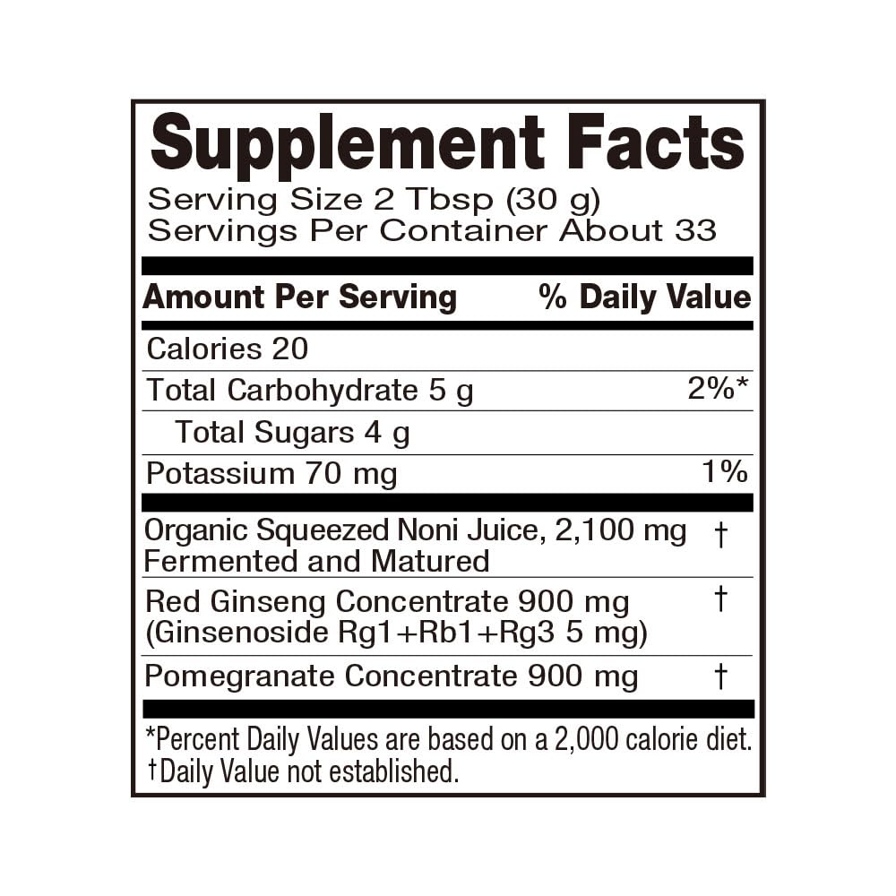 Organic Java Noni Juice with Red Ginseng - 33.8 fl oz (1L) - Fermented Noni Fruit Drink by ALLBIO - Immune Support & Energy Boost for Wellness Enthusiasts