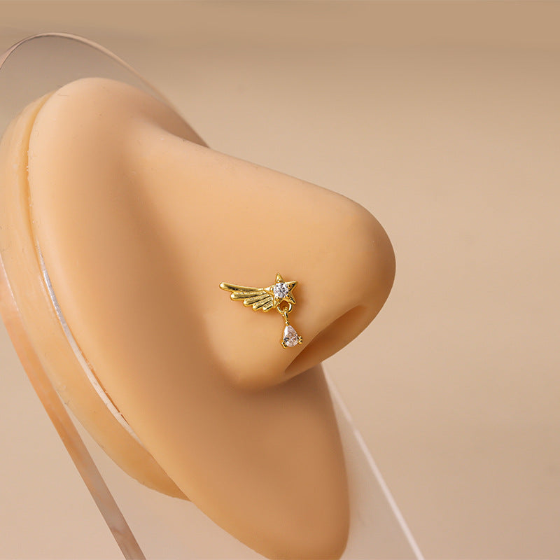 20G Surgical Steel Small Nose Ring & Nose Stud - Angel Wing Nose Piercing Jewelry for Women | Hypoallergenic, Comfort Fit | Perfect for Everyday Wear, Parties & Special Occasions