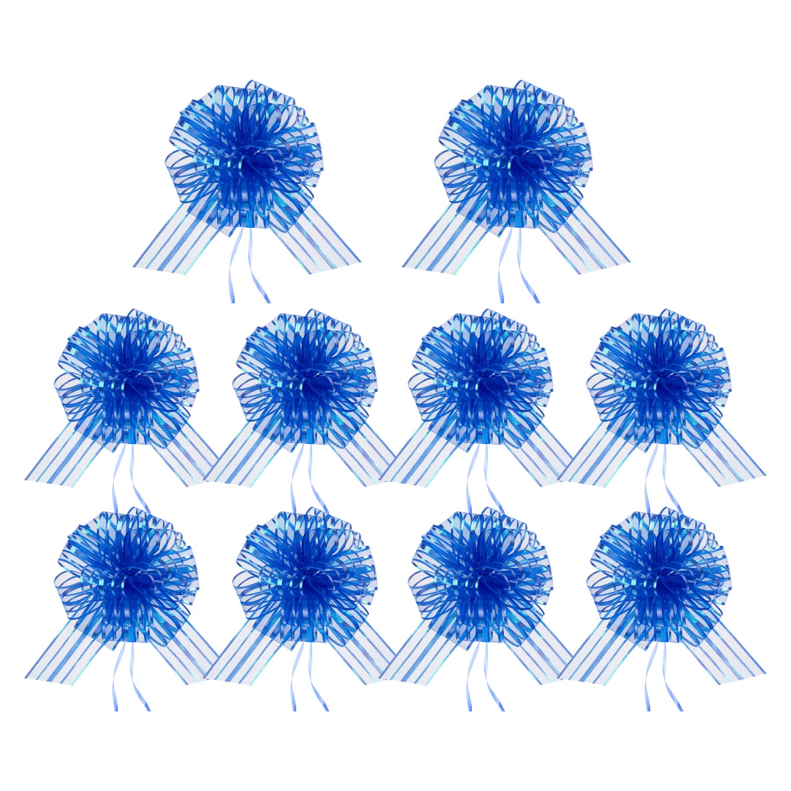 10pcs Royal Blue Big Bows for Gift Wrapping - Party Decor, Car Decoration, Gift Baskets, Birthday & Flower Arrangements - Premium Pull Bows for All Occasions