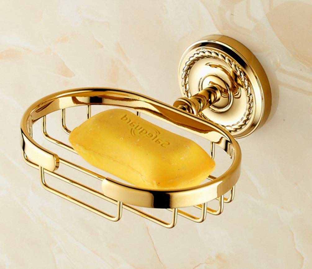 Luxury Gold Brass Soap Basket - Wall Mounted Bathroom Holder for Home & Hotel