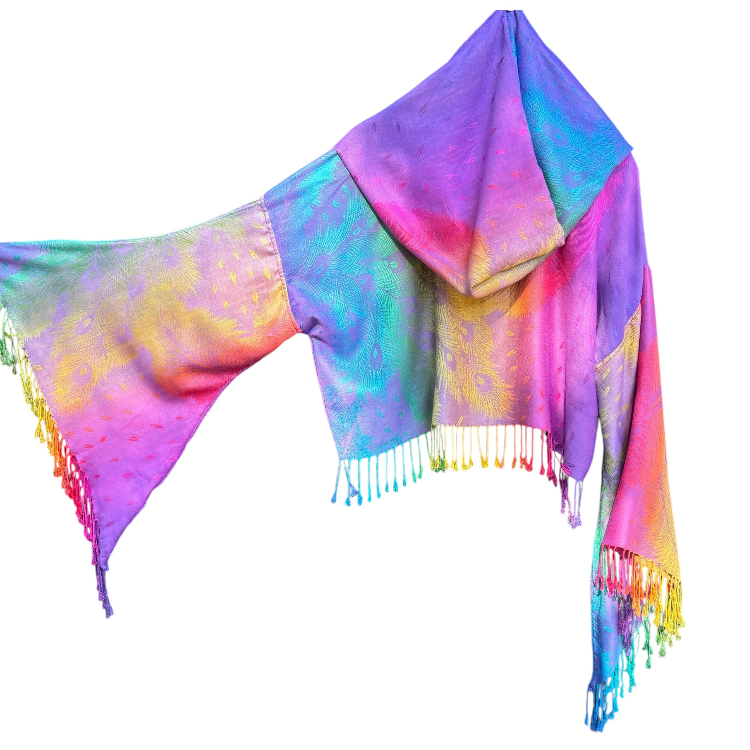 Butterfly Bell Pashmina Shawl Wrap - Purple Peacock Print Elegant Scarf for Women, Perfect for Parties, Weddings, and Evening Outings
