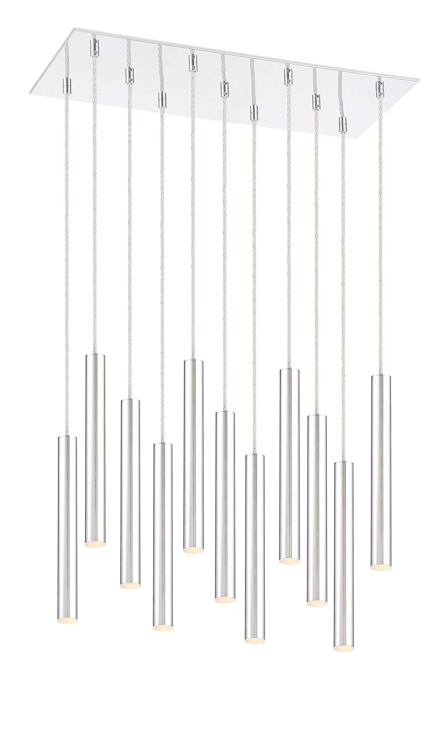 11-Light Chrome Island Pendant Lighting Fixture for Kitchen, Dining Room, and Billiard Room - Modern Farmhouse Chandelier with Adjustable Height