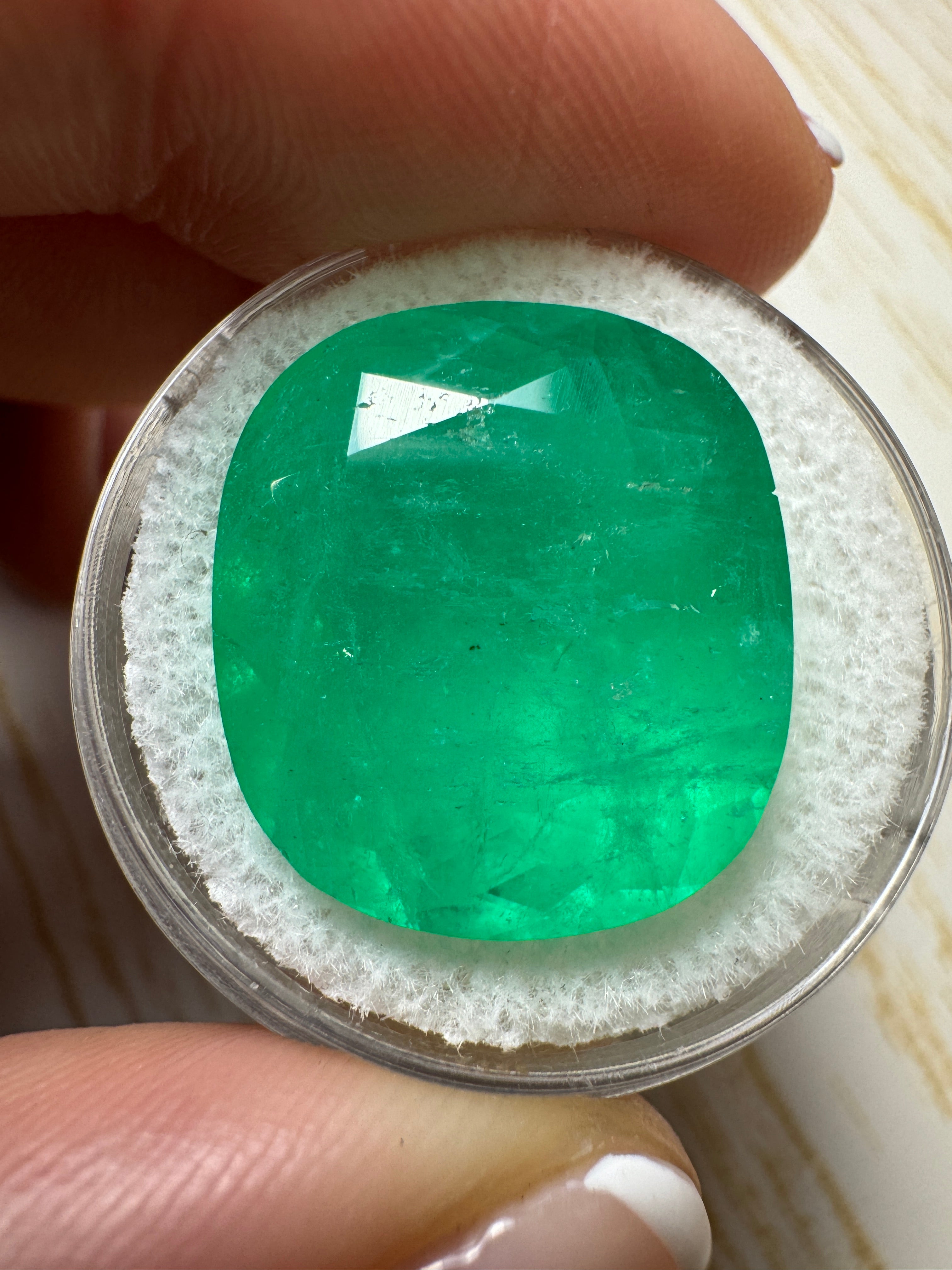 19.63 Carat Natural Colombian Emerald - Chunky Green Loose Gemstone for Jewelry Making, Cushion Cut 18.6x17mm (Perfect for Rings, Necklaces & Custom Designs)