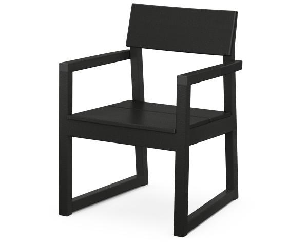 Polywood Black EDGE Dining Arm Chair - Outdoor & Indoor Patio Furniture - Weather-Resistant & Durable for Backyard, Deck, or Restaurant Use